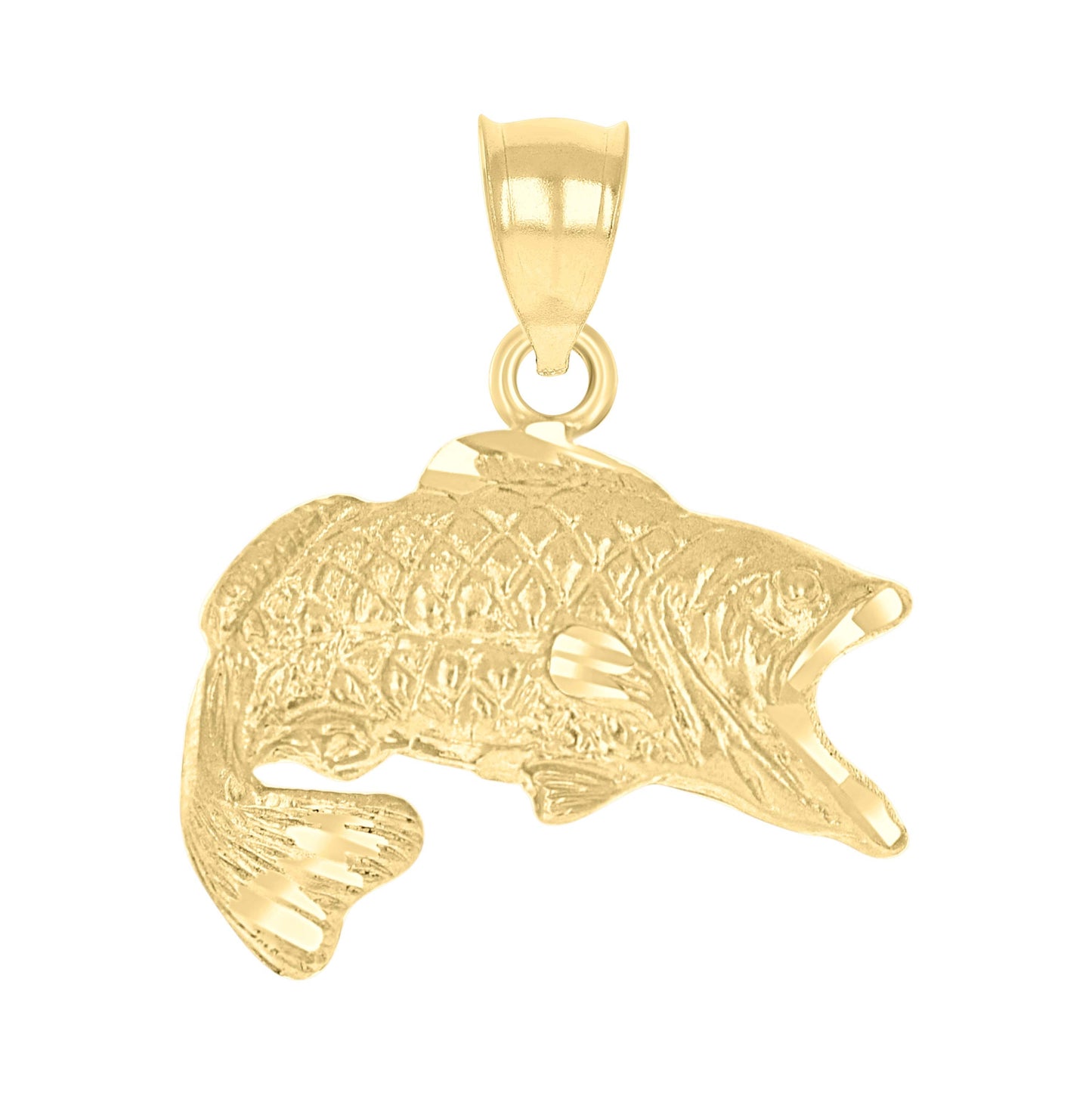 10K Yellow Gold Womens Fish Animal Charm Pendant