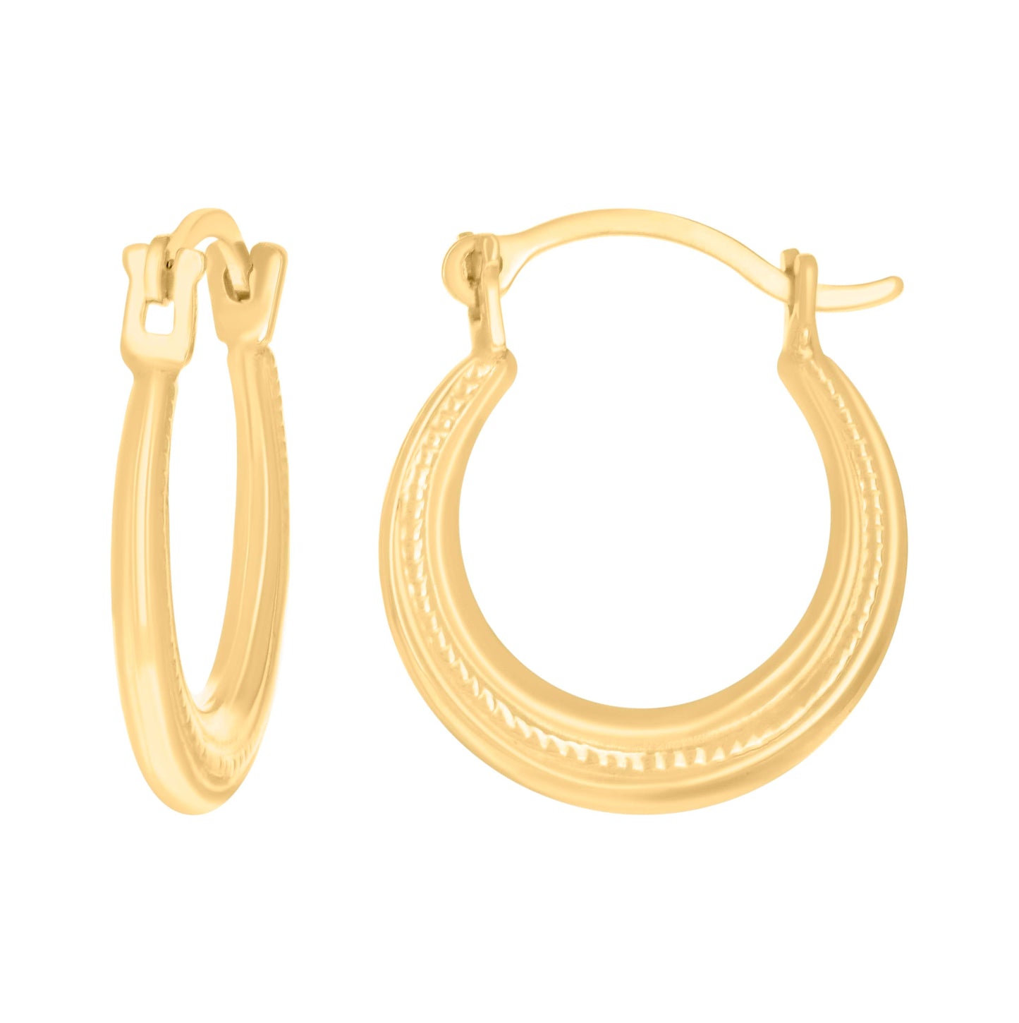 14K Yellow Gold Womens Fashion Hoop Earrings