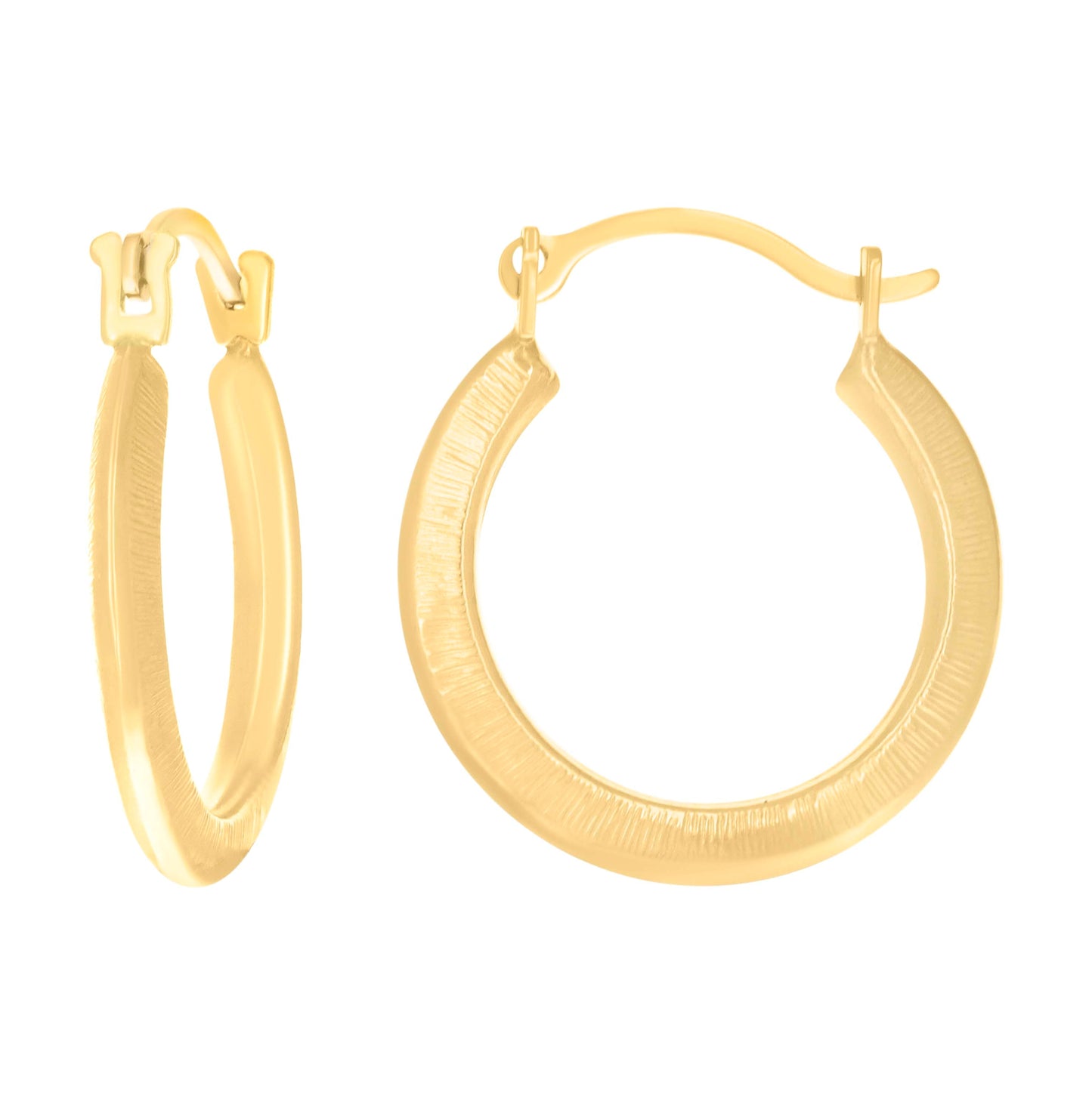 14K Yellow Gold Womens Fashion Hoop Earrings