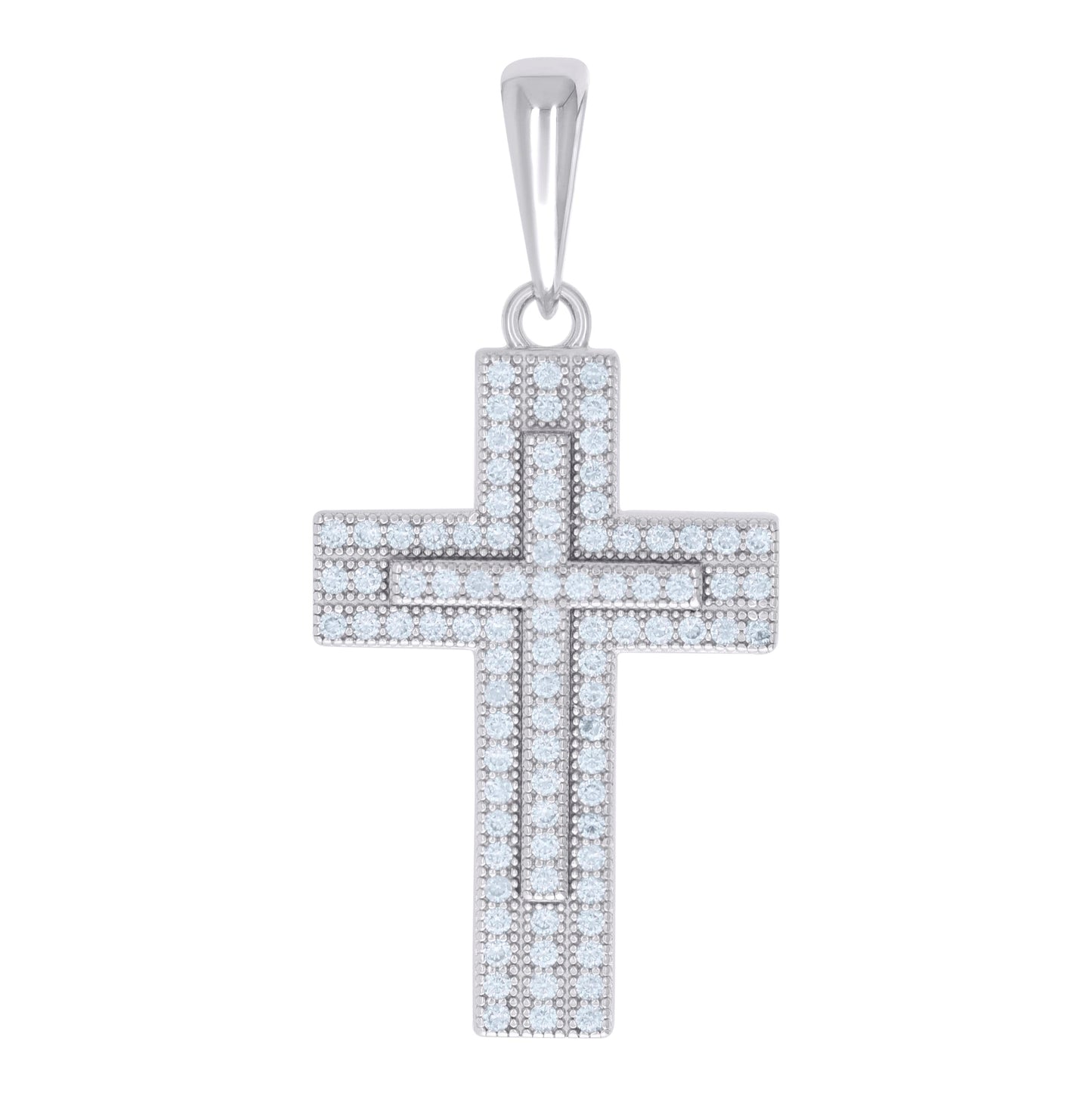 Sterling Silver Unisex 0.57 Cttw Moissanite Cross Religious Charm Pendant