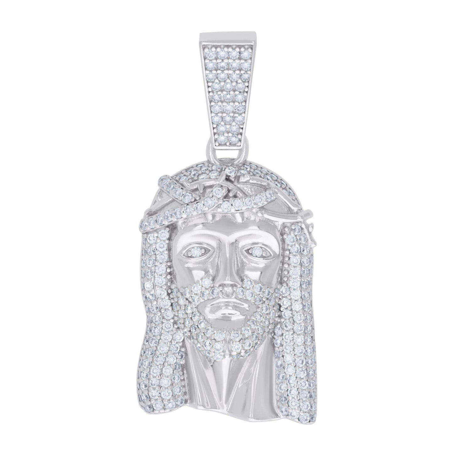 Sterling Silver Mens 1.34ct Moissanite Jesus Religious Charm Pendant