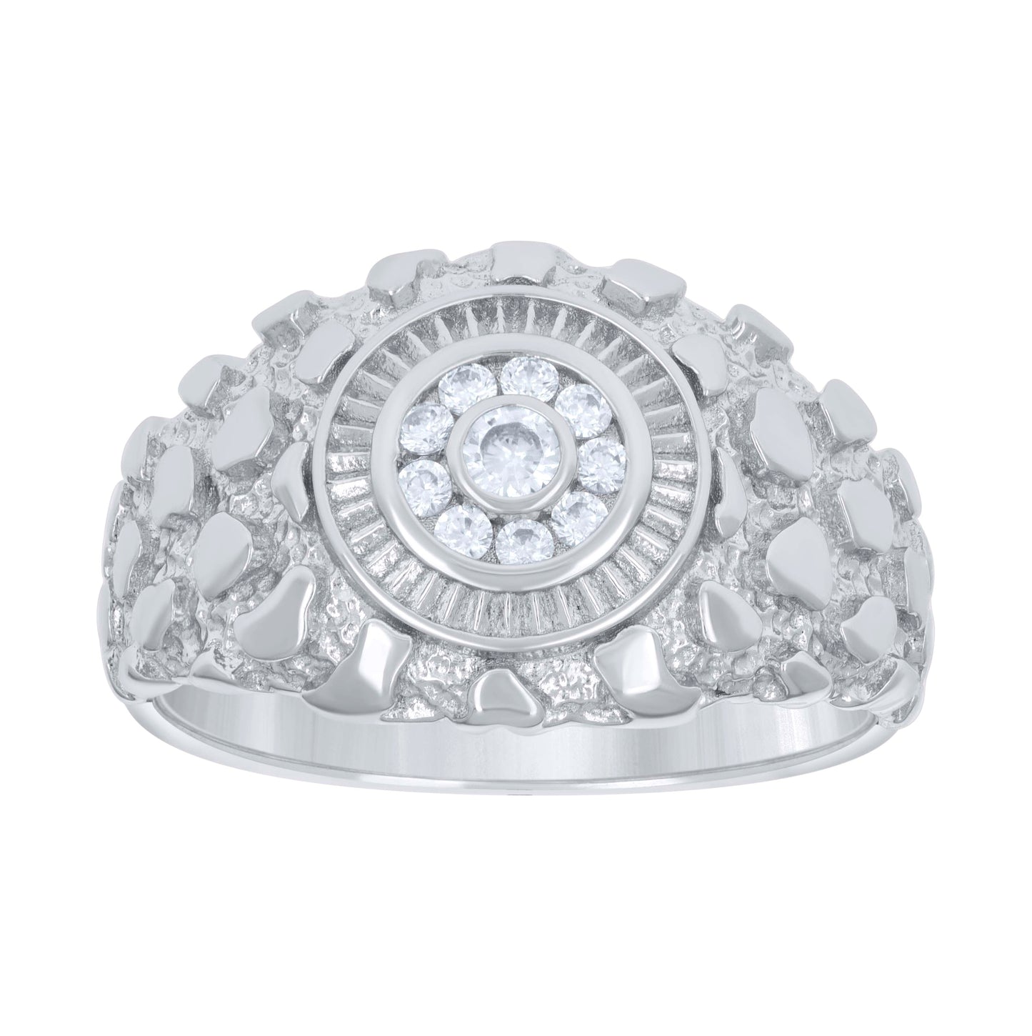 Sterling Silver Mens 0.26ct Moissanite Nugget Fashion Bridal Anniversary Wedding Engagement Band Ring