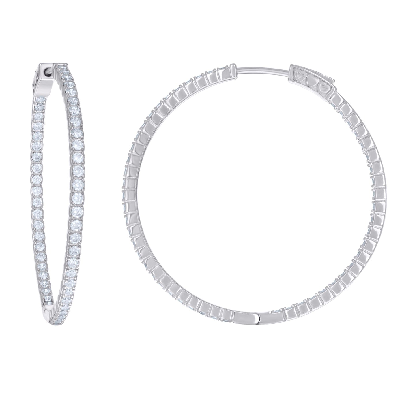 Sterling Silver Womens Cubic Zirconia 2mm Hoop Earrings