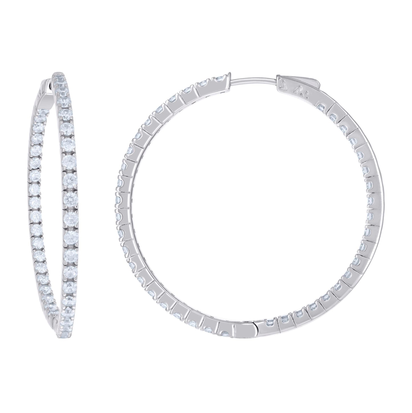 Sterling Silver Womens Cubic Zirconia 2.5mm Hoop Earrings