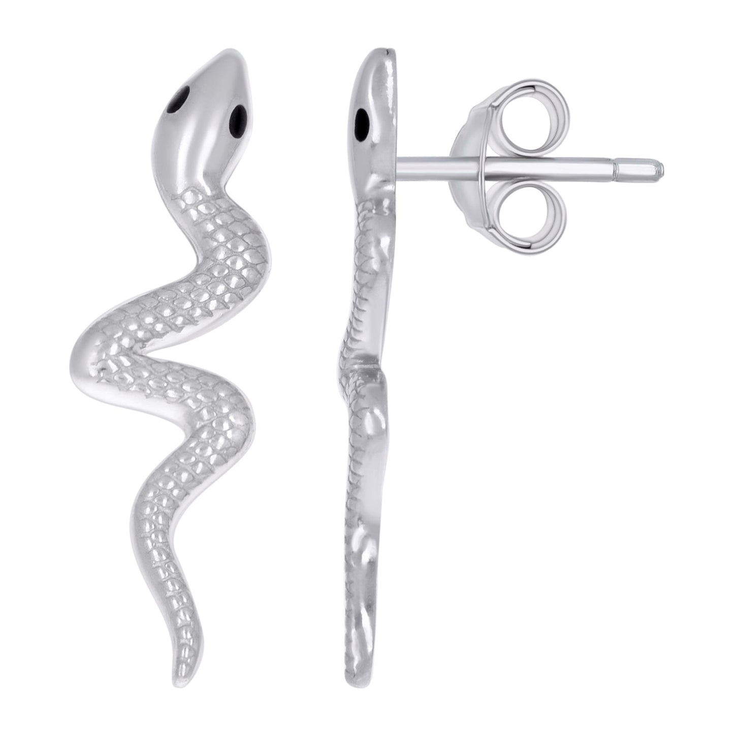 Sterling Silver Womens Enameled Snake Reptile Wildlife Stud Earrings