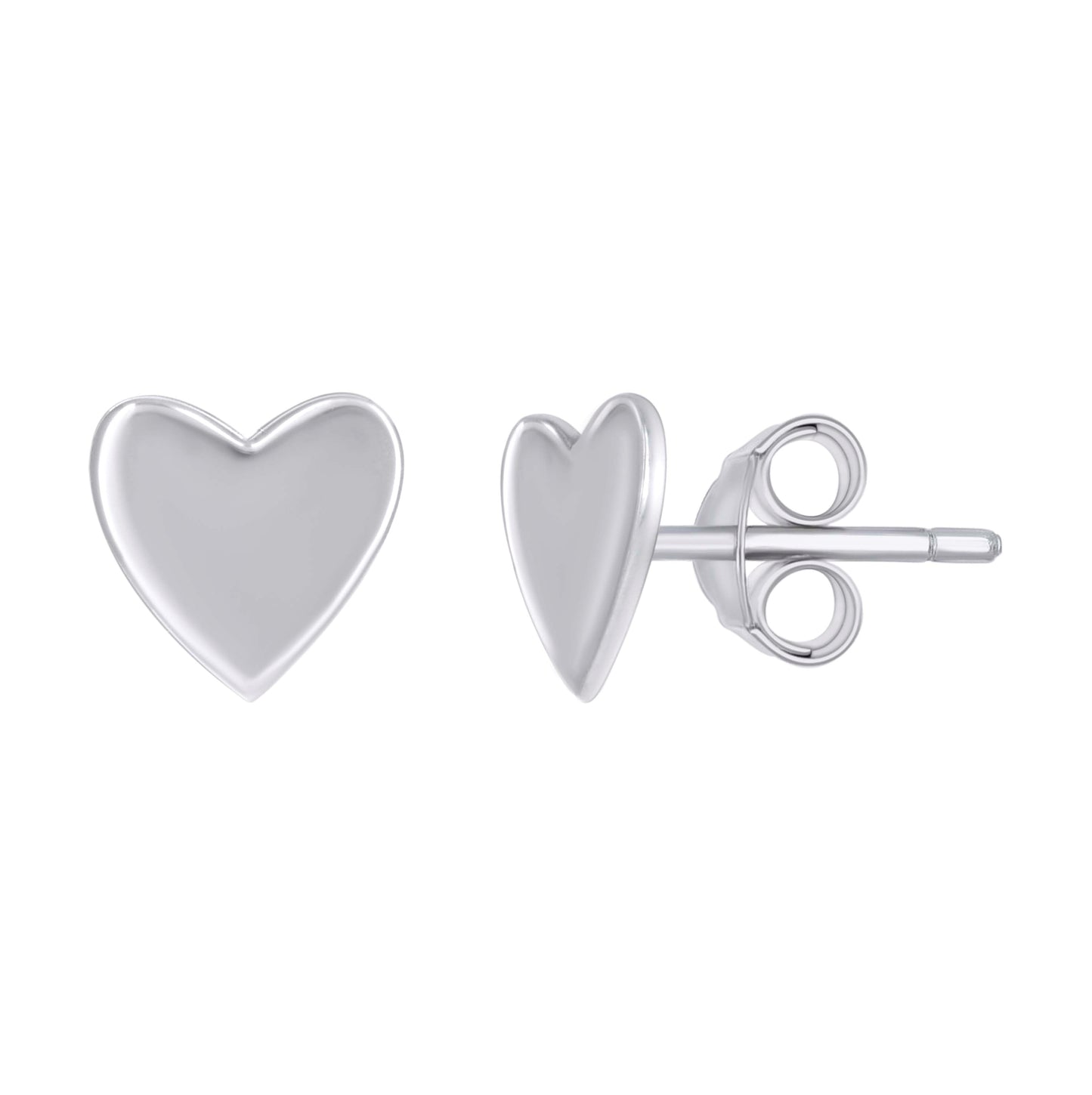 Sterling Silver Womens Heart Stud Earrings
