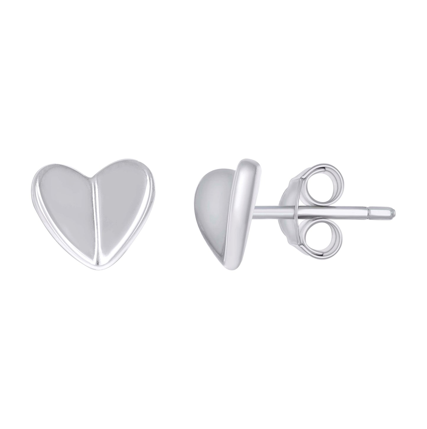 Sterling Silver Womens Heart Stud Earrings