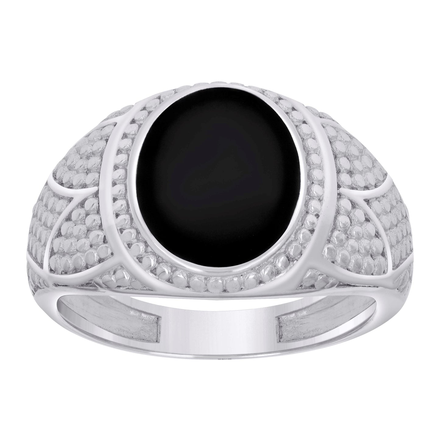Sterling Silver Mens Black Enameled Oval Head Fashion Bridal Anniversary Wedding Engagement Band Ring