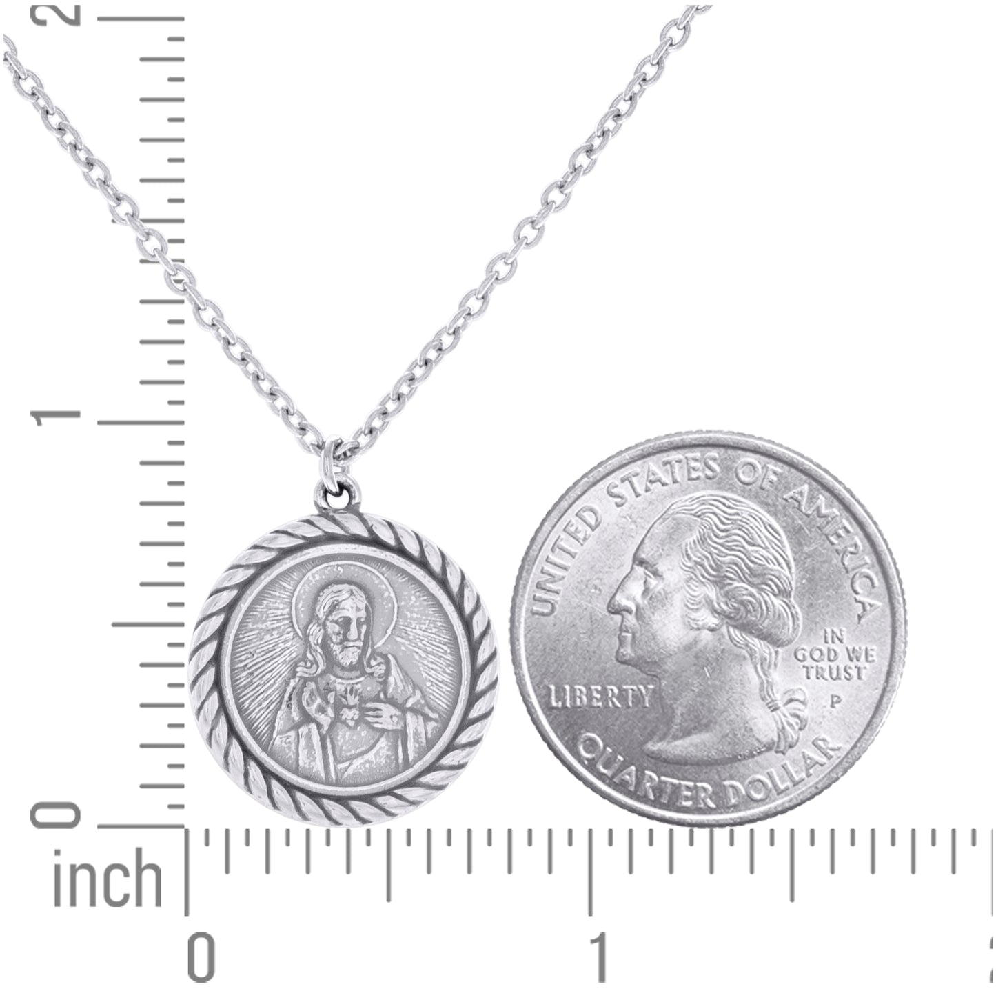 Sterling Silver Womens Sacred Heart Of Jesus Religious Charm Necklace