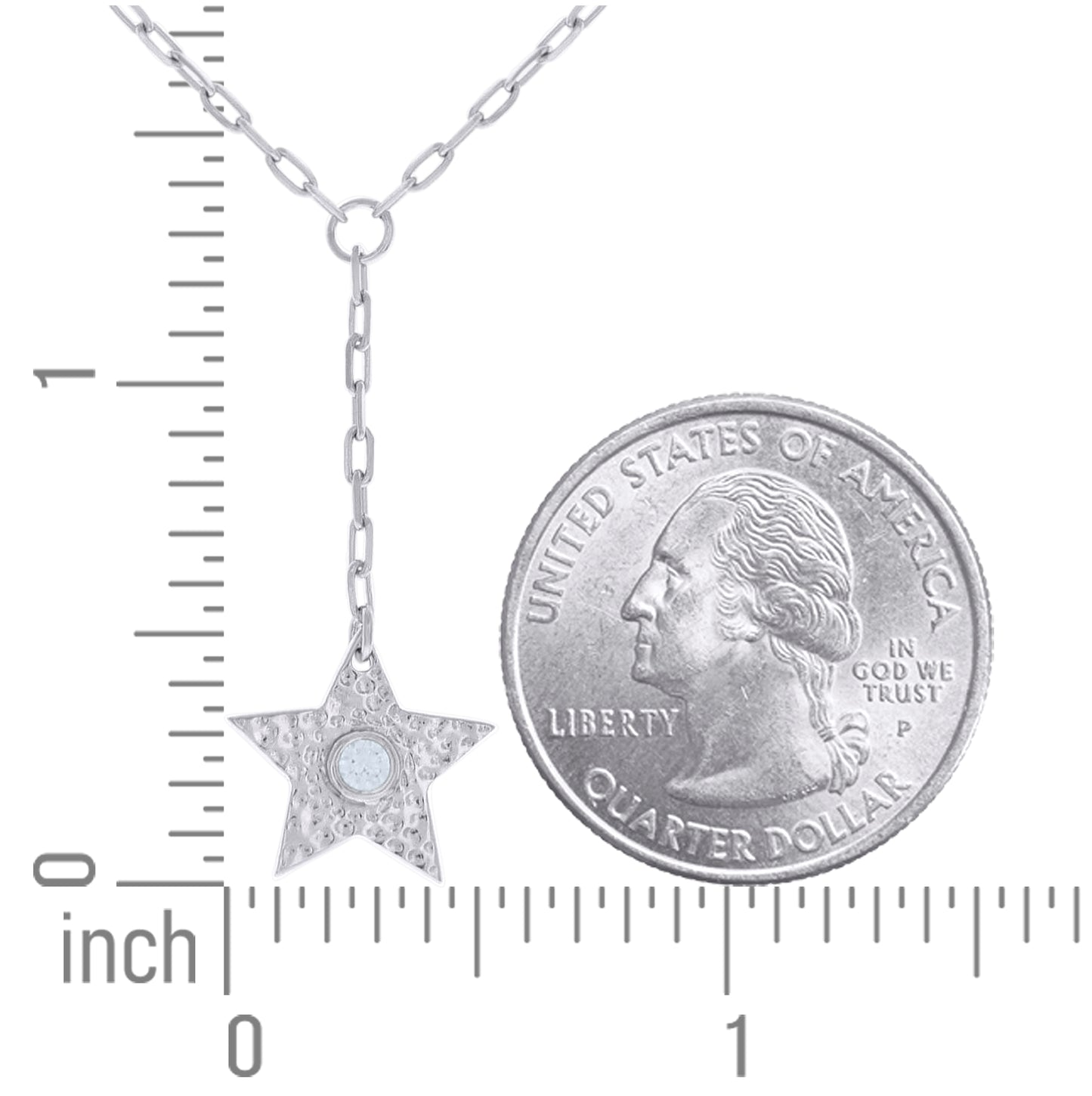 Sterling Silver Womens Cubic-Zirconia Star Charm Necklace