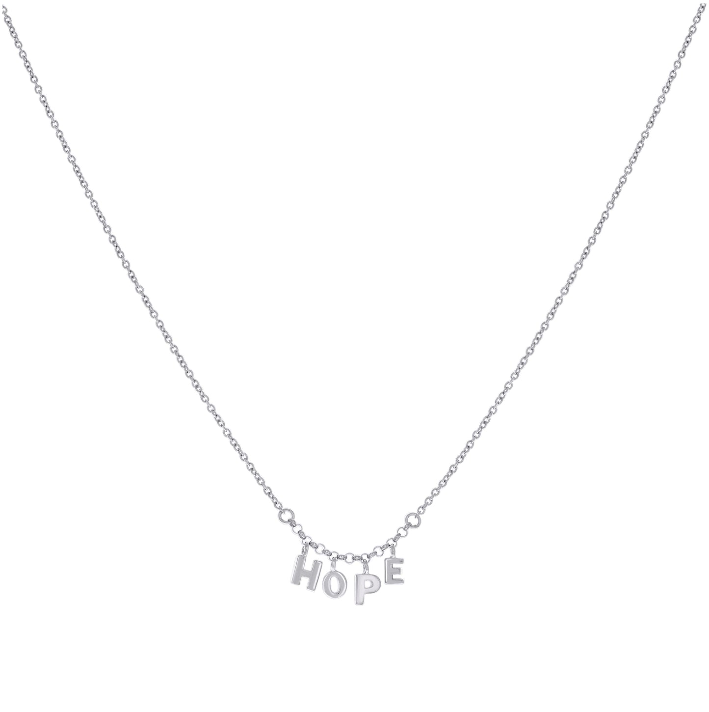 Sterling Silver Womens HOPE Charm Necklace