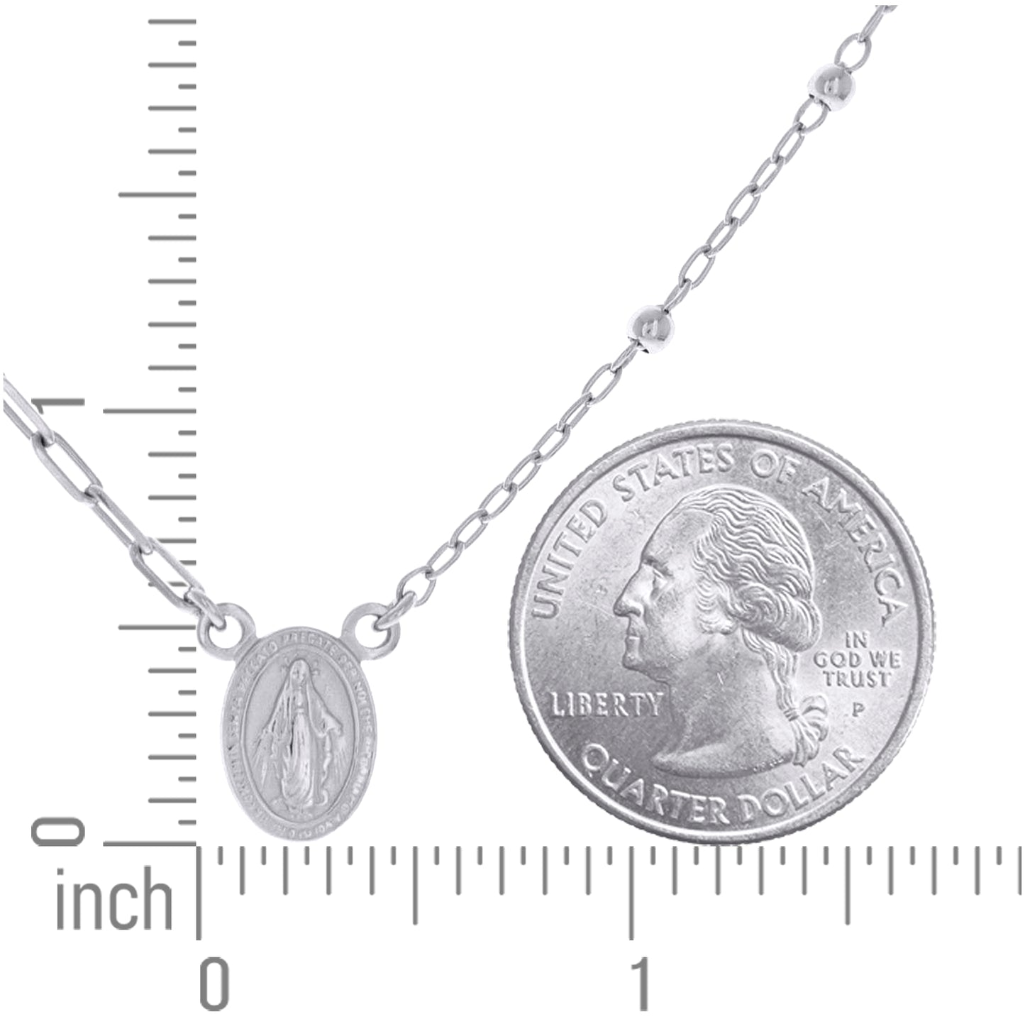 Sterling Silver Womens Religious Charm Necklace