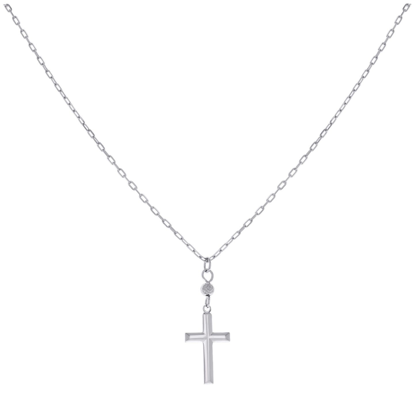 Sterling Silver Womens Cross Religious Charm Necklace