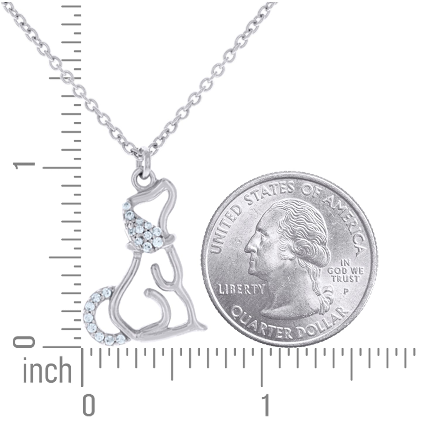 Sterling Silver Womens Cubic-Zirconia Dog Fashion Charm Necklace