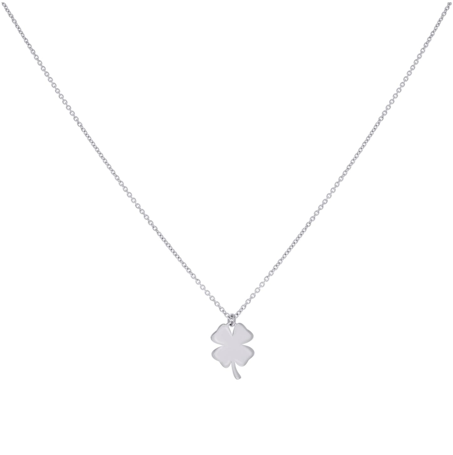Sterling Silver Womens Clover Good Luck Charm Necklace