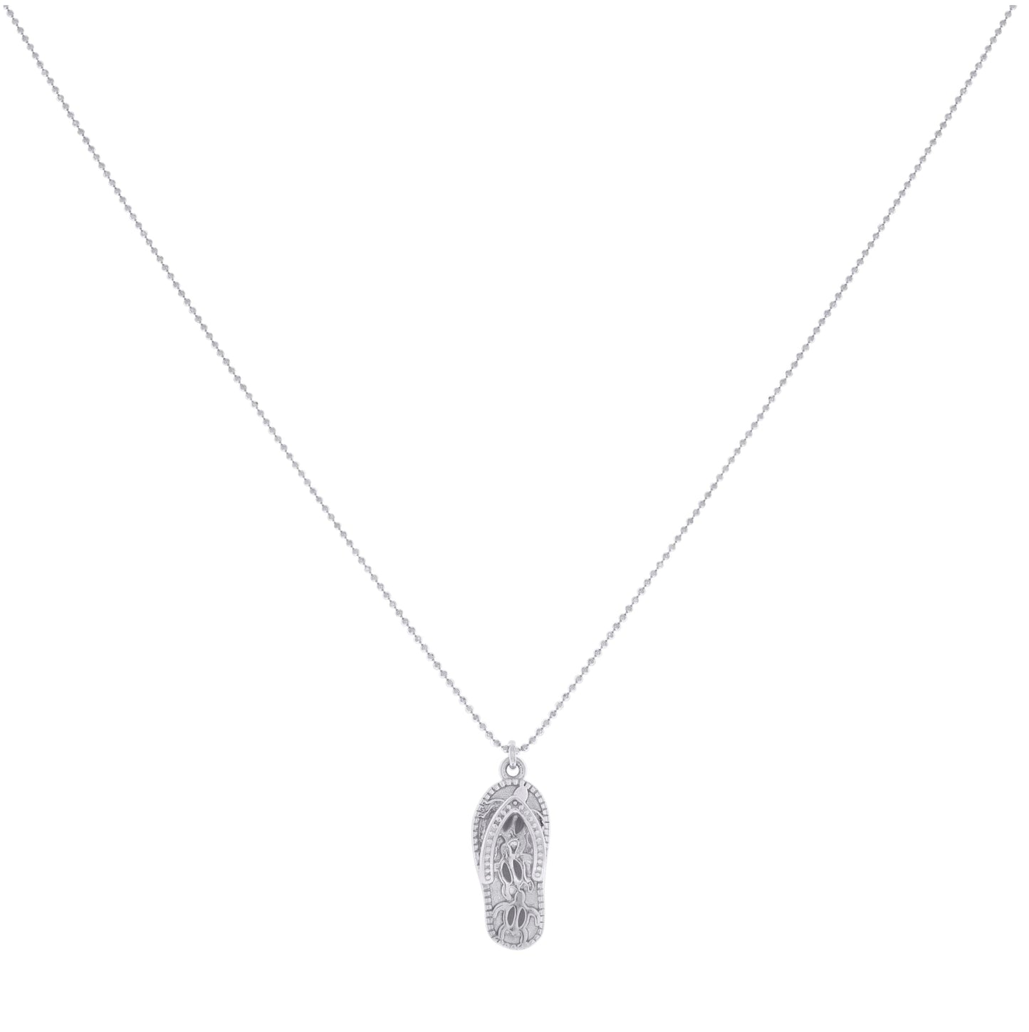 Sterling Silver Womens Flip Flop Fashion Charm Necklace