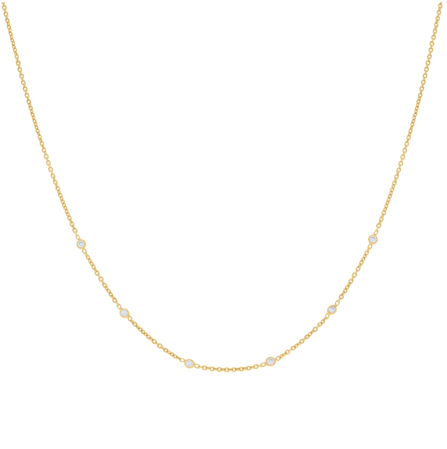 Sterling Silver Yellow-tone Womens Cubic-Zirconia Fashion Chain Necklace