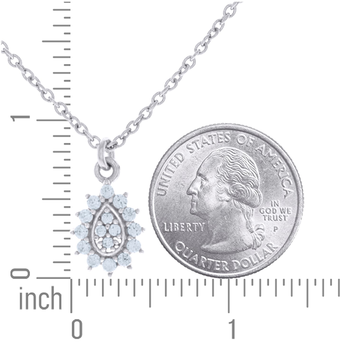 Sterling Silver Womens Cubic-Zirconia Teardrop Charm Necklace