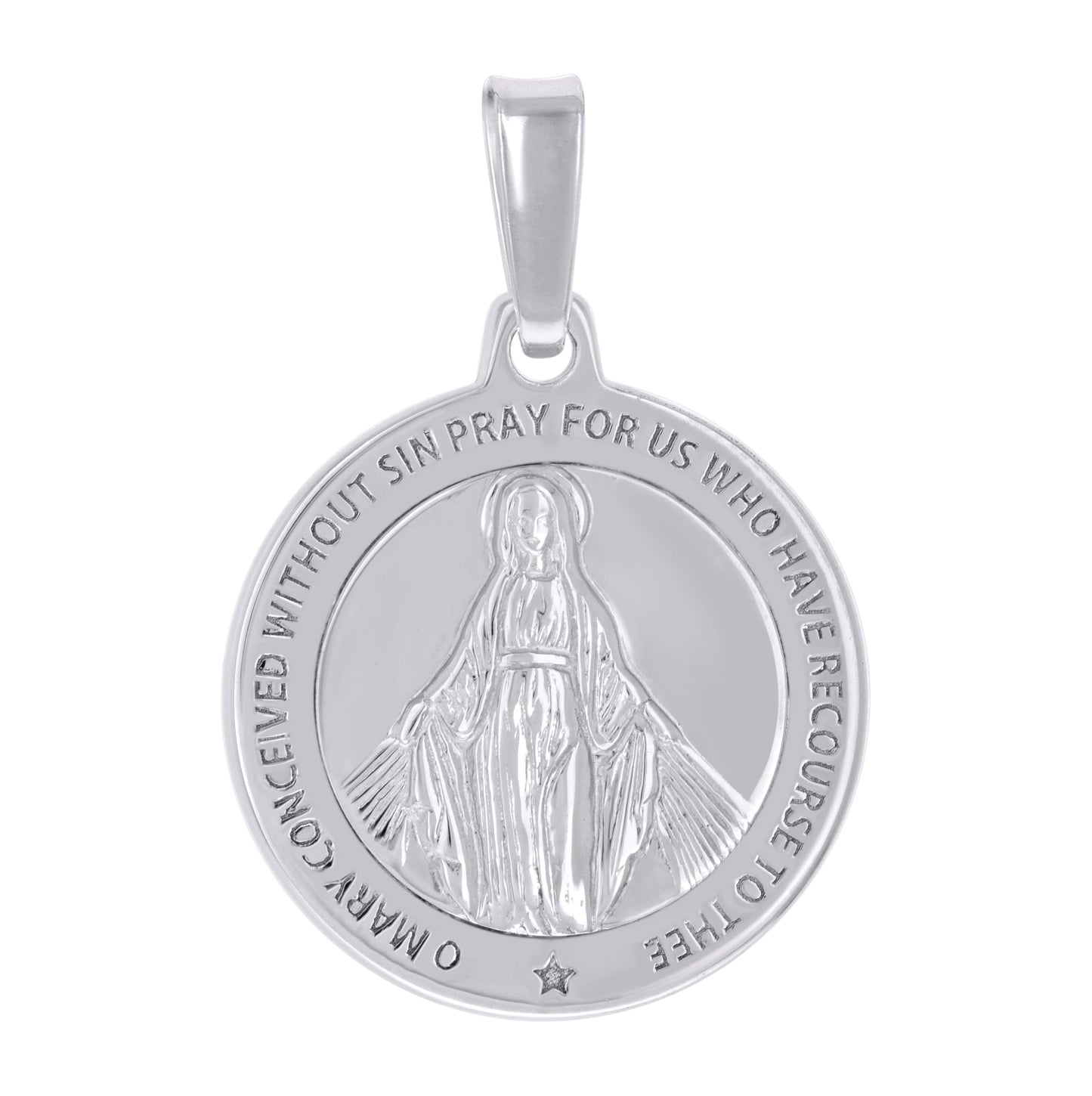 Sterling Silver Unisex Miraculous Medal Religious Charm Pendant