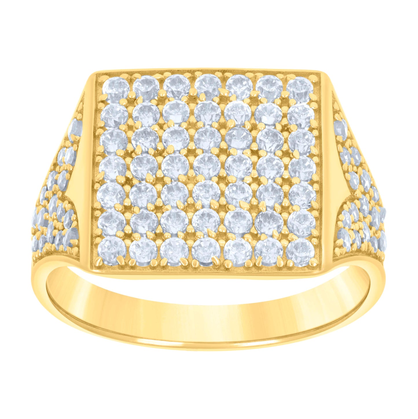 10K Yellow Gold Mens Cubic-Zirconia Square Head Fashion Ring