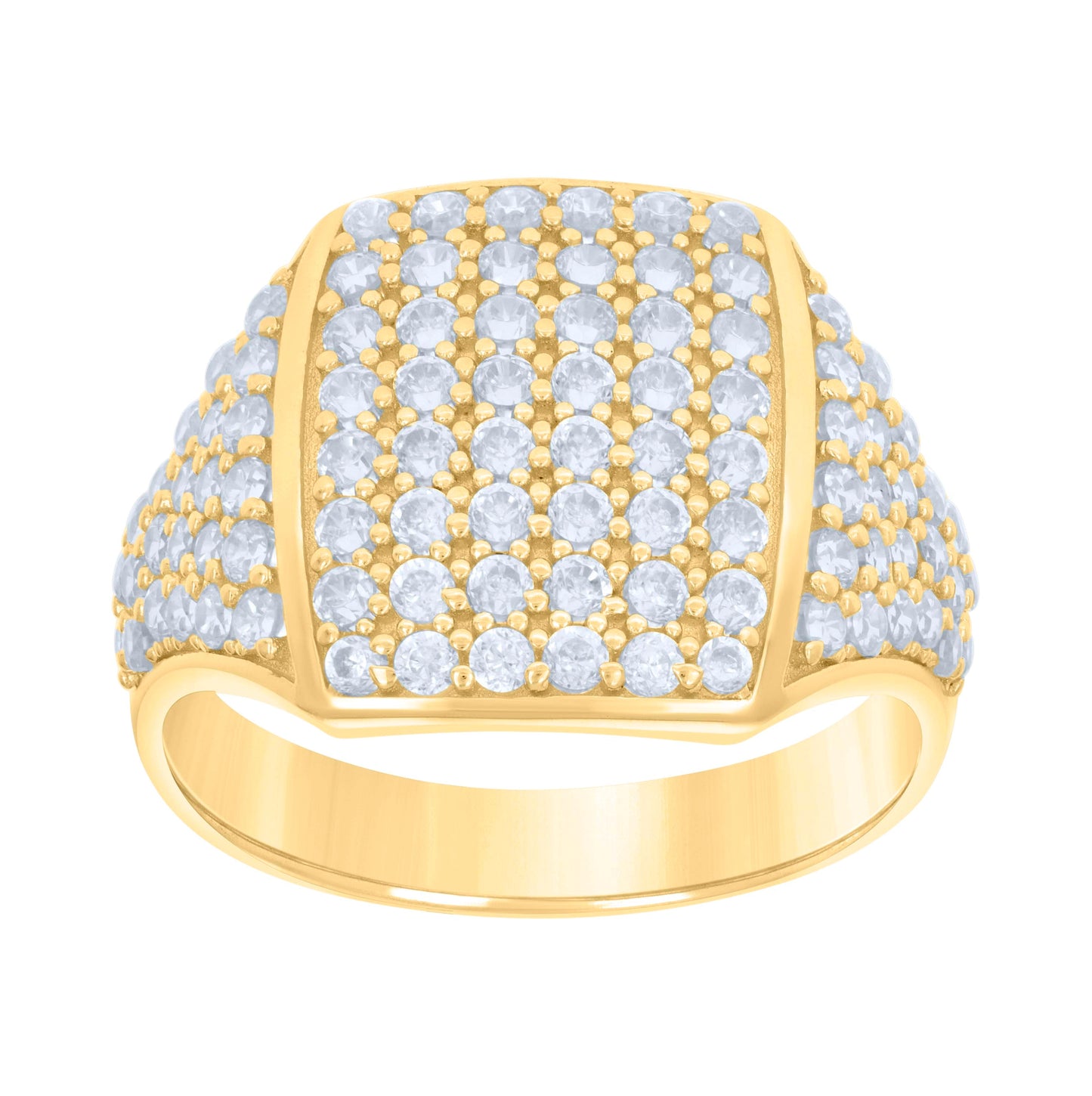 10K Yellow Gold Mens Cubic-Zirconia Square Head Fashion Ring