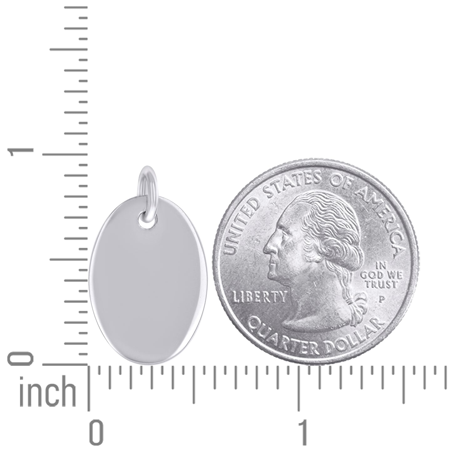 Sterling Silver Unisex Engravable Disc Oval Fashion Charm Pendant