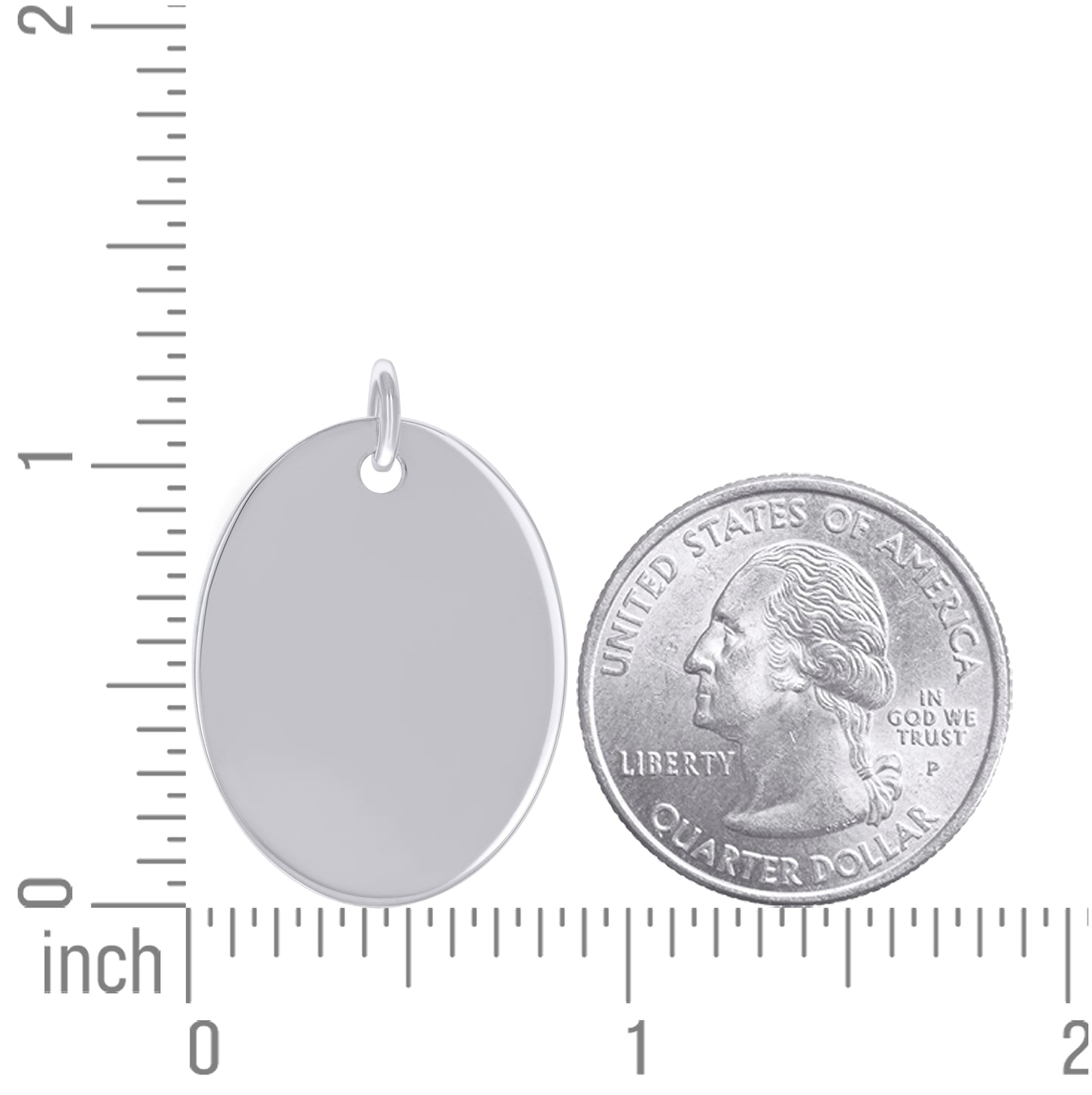 Sterling Silver Unisex Engravable Disc Oval Fashion Charm Pendant