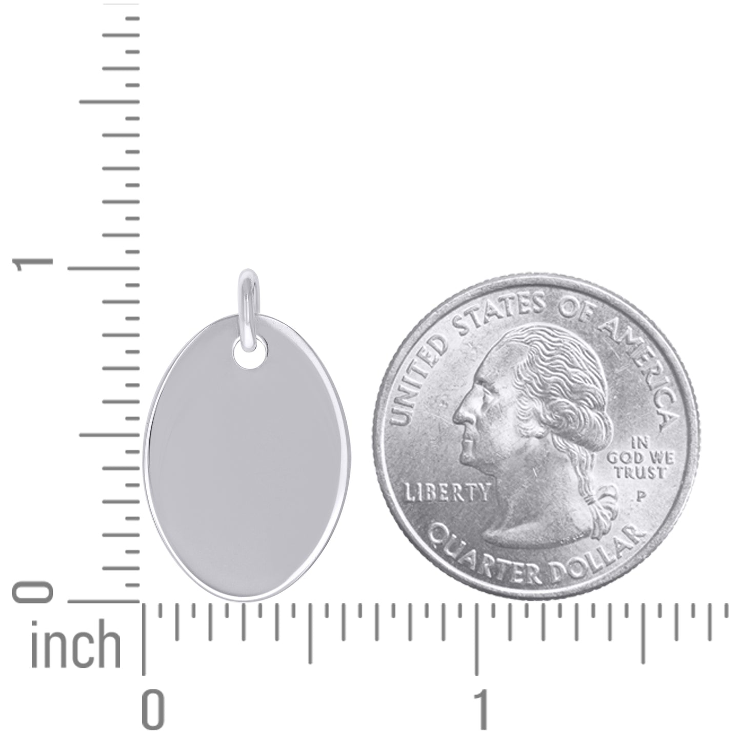 Sterling Silver Unisex Engravable Disc Oval Fashion Charm Pendant