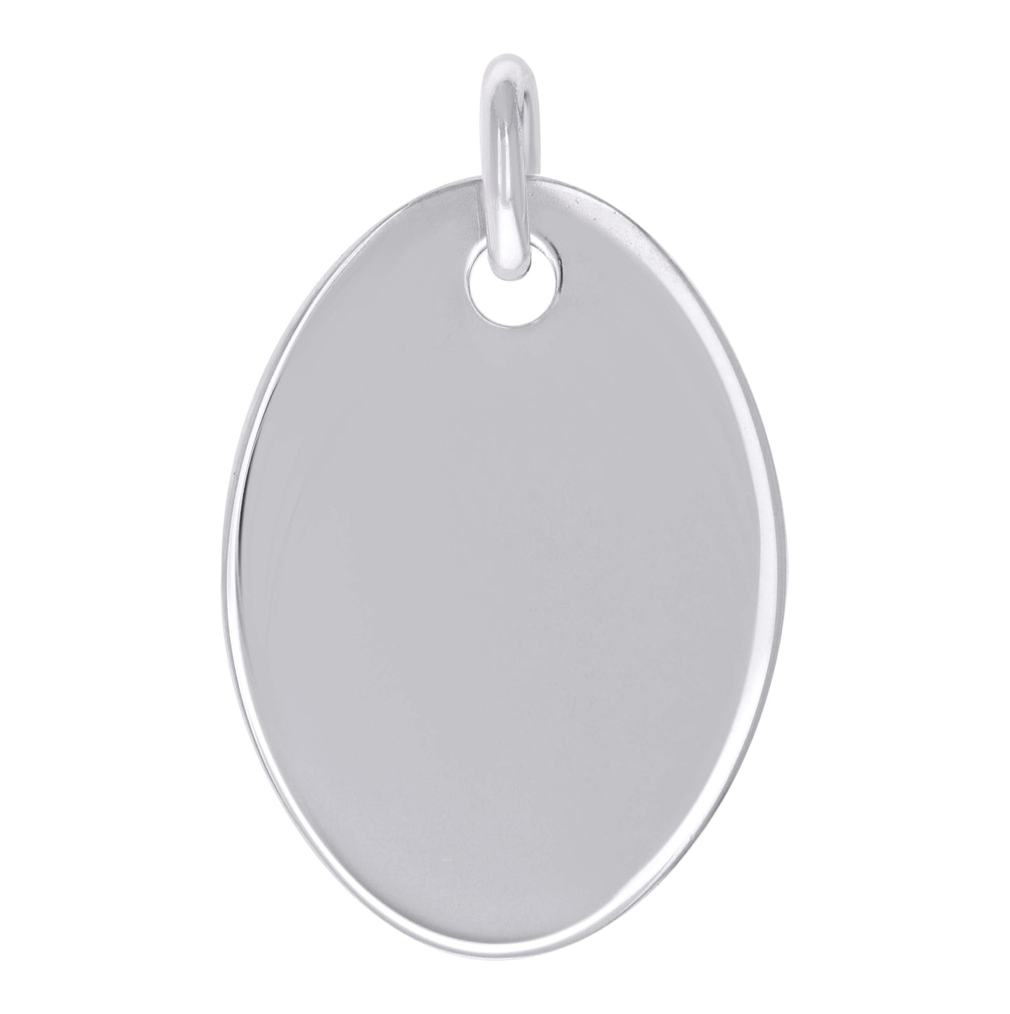 Sterling Silver Unisex Engravable Disc Oval Fashion Charm Pendant