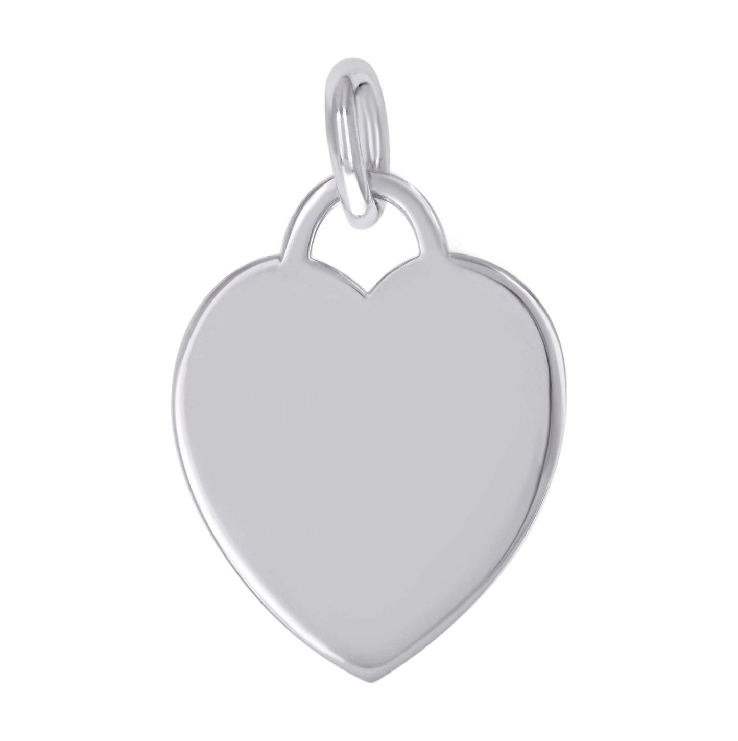 Sterling Silver Womens Engravable Disc Heart Charm Pendant