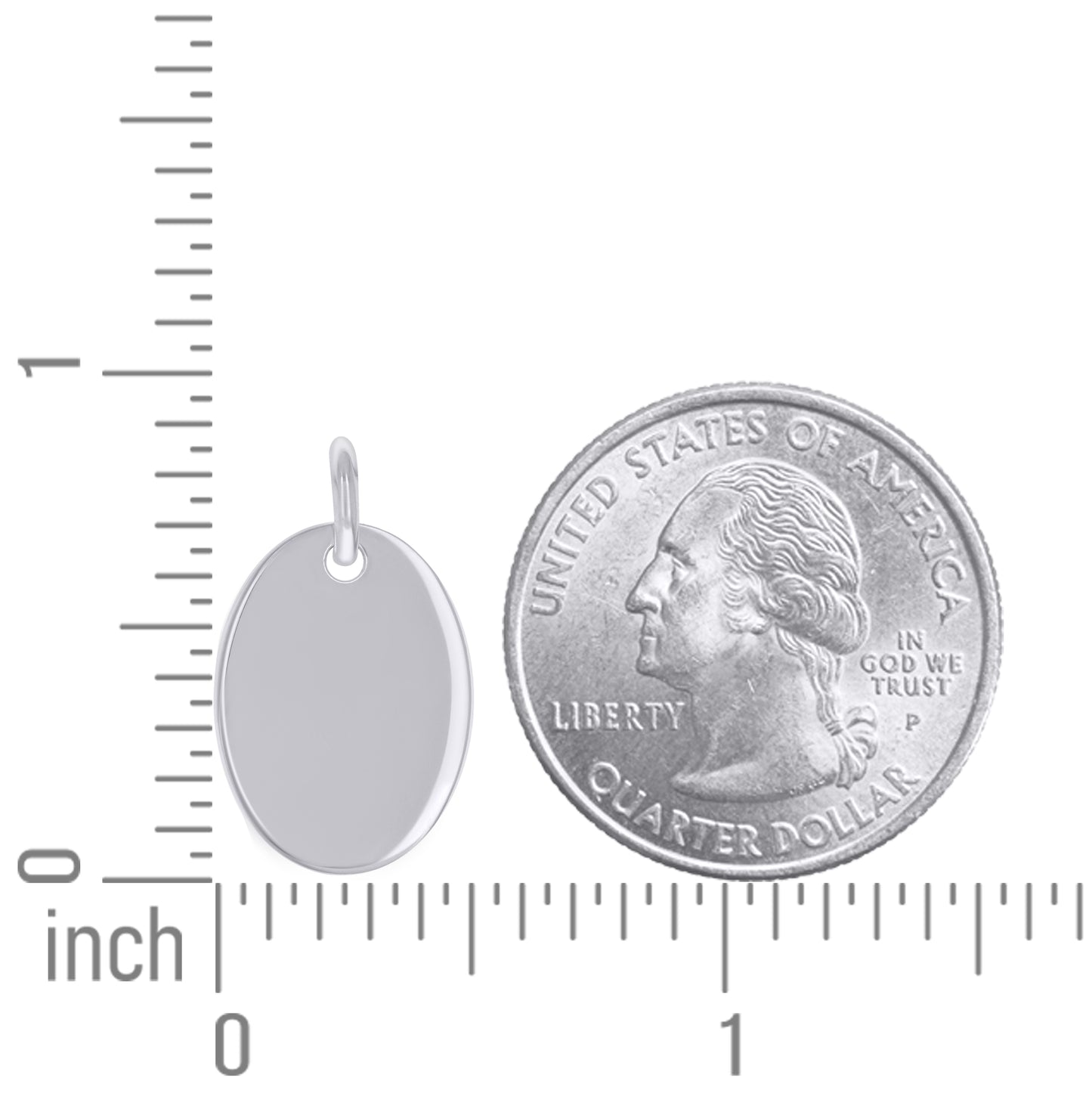 Sterling Silver Unisex Engravable Disc Oval Fashion Charm Pendant