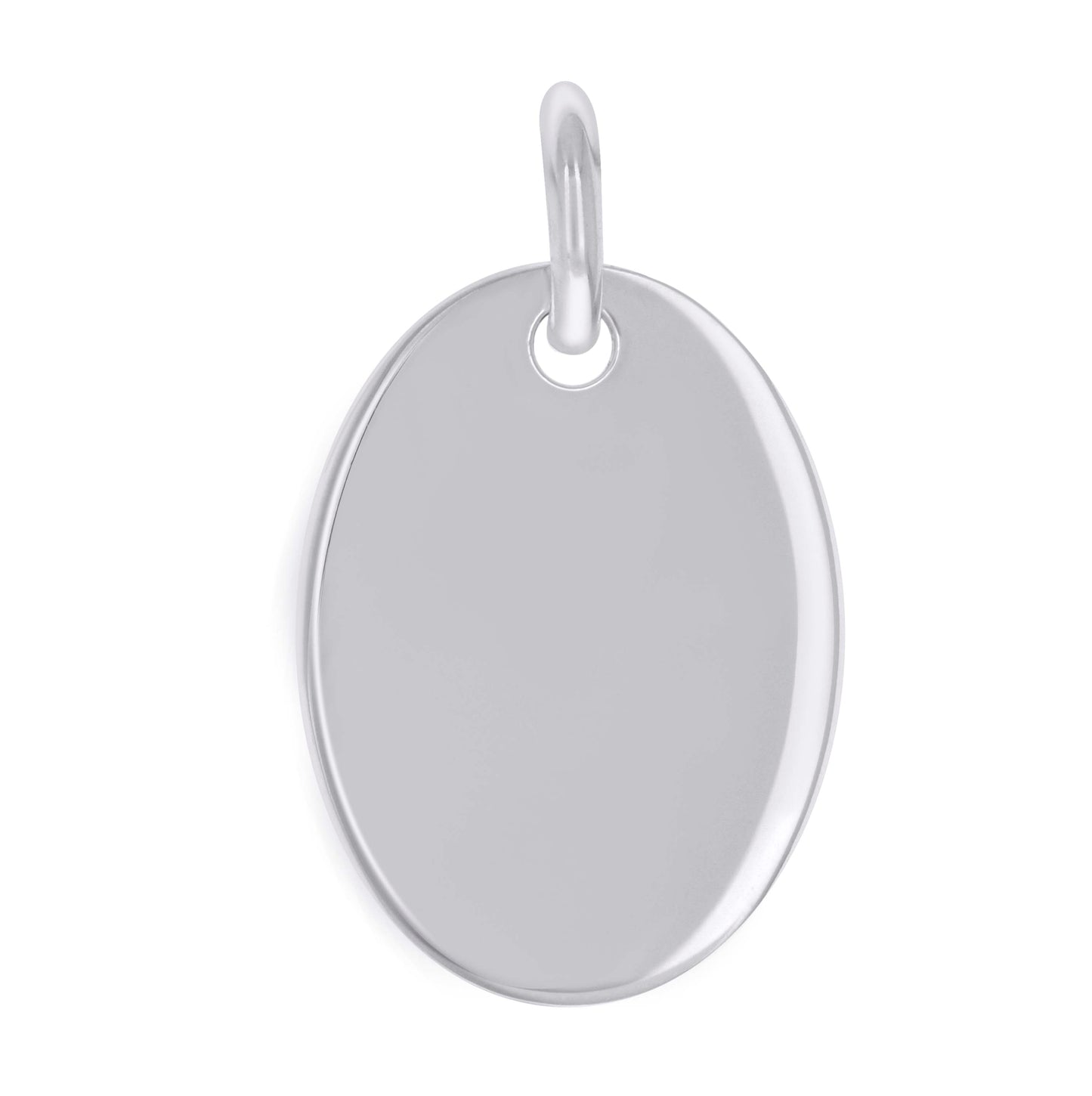 Sterling Silver Unisex Engravable Disc Oval Fashion Charm Pendant