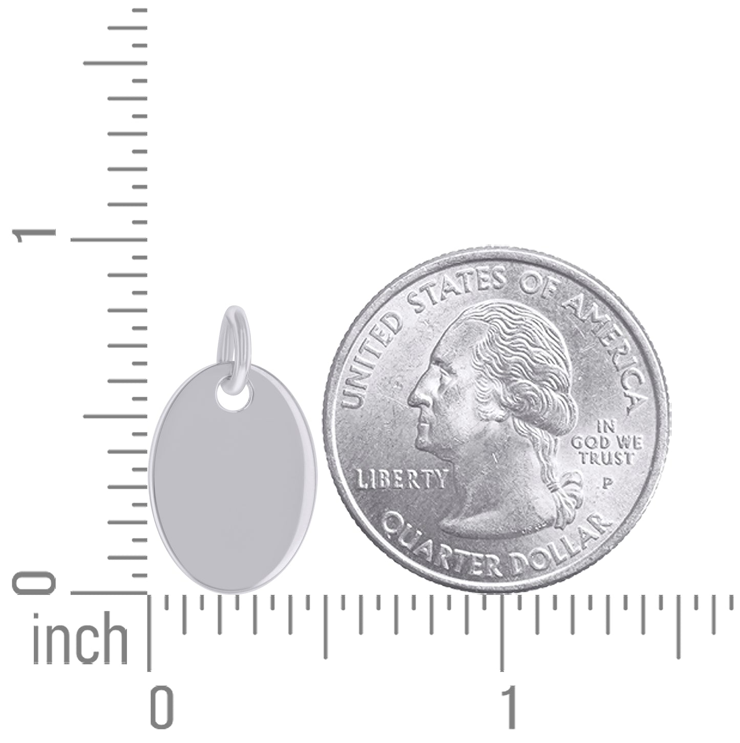 Sterling Silver Unisex Engravable Disc Oval Fashion Charm Pendant