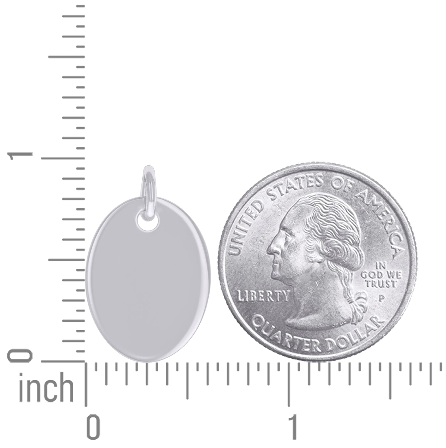 Sterling Silver Unisex Engravable Disc Oval Fashion Charm Pendant