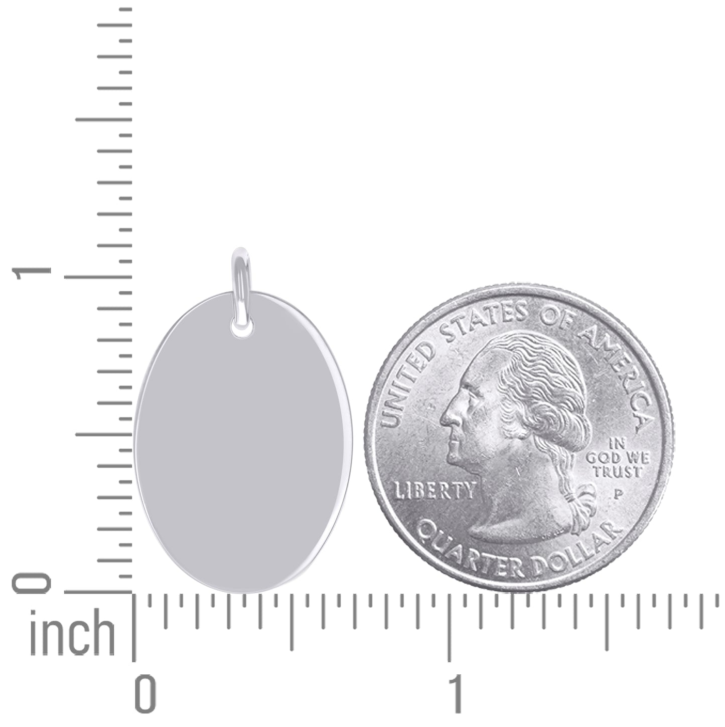 Sterling Silver Unisex Engravable Disc Oval Fashion Charm Pendant