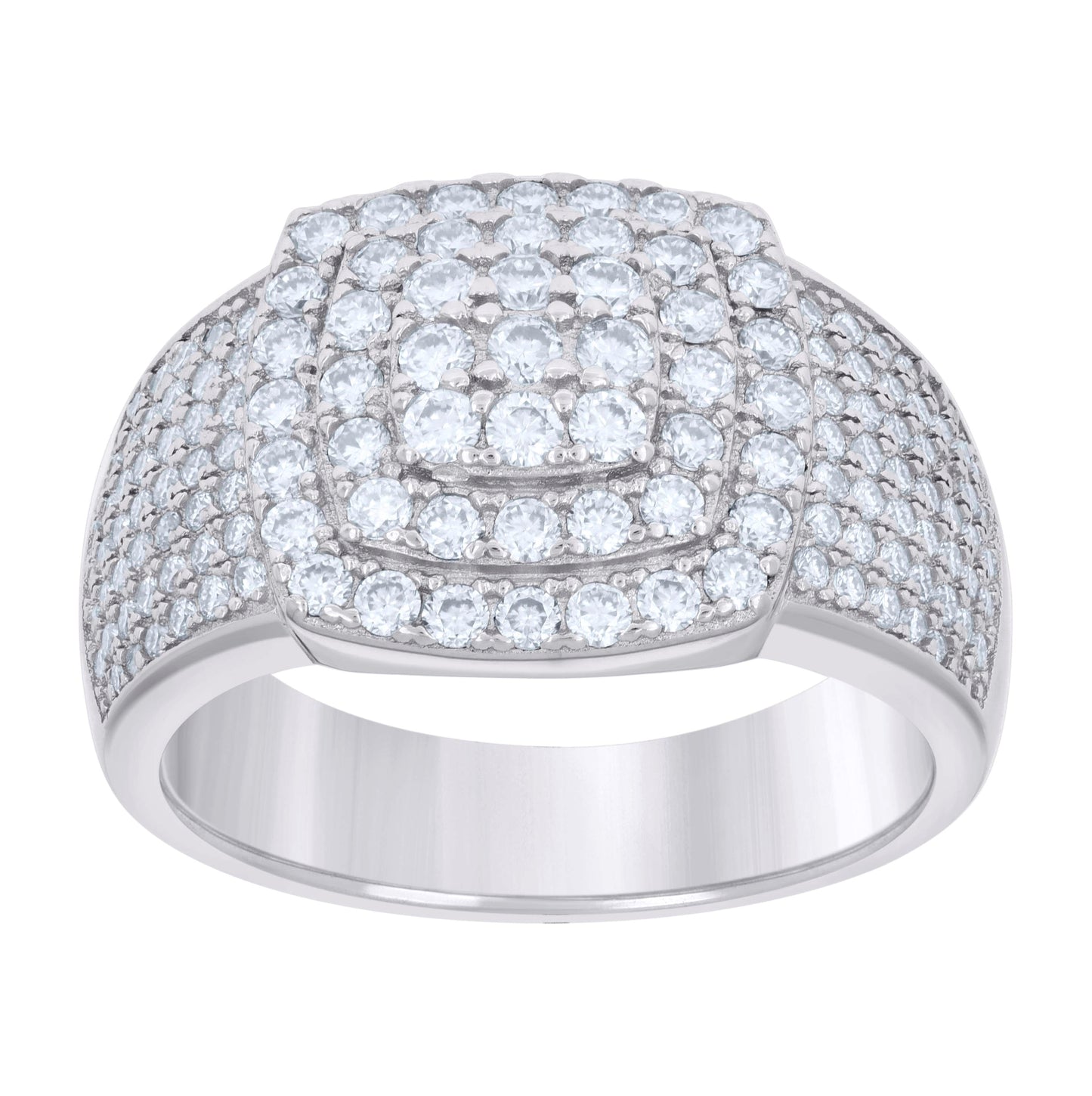 Sterling Silver Mens 2.32ct Moissanite Square Head Fashion Bridal Anniversary Wedding Engagement Band Ring