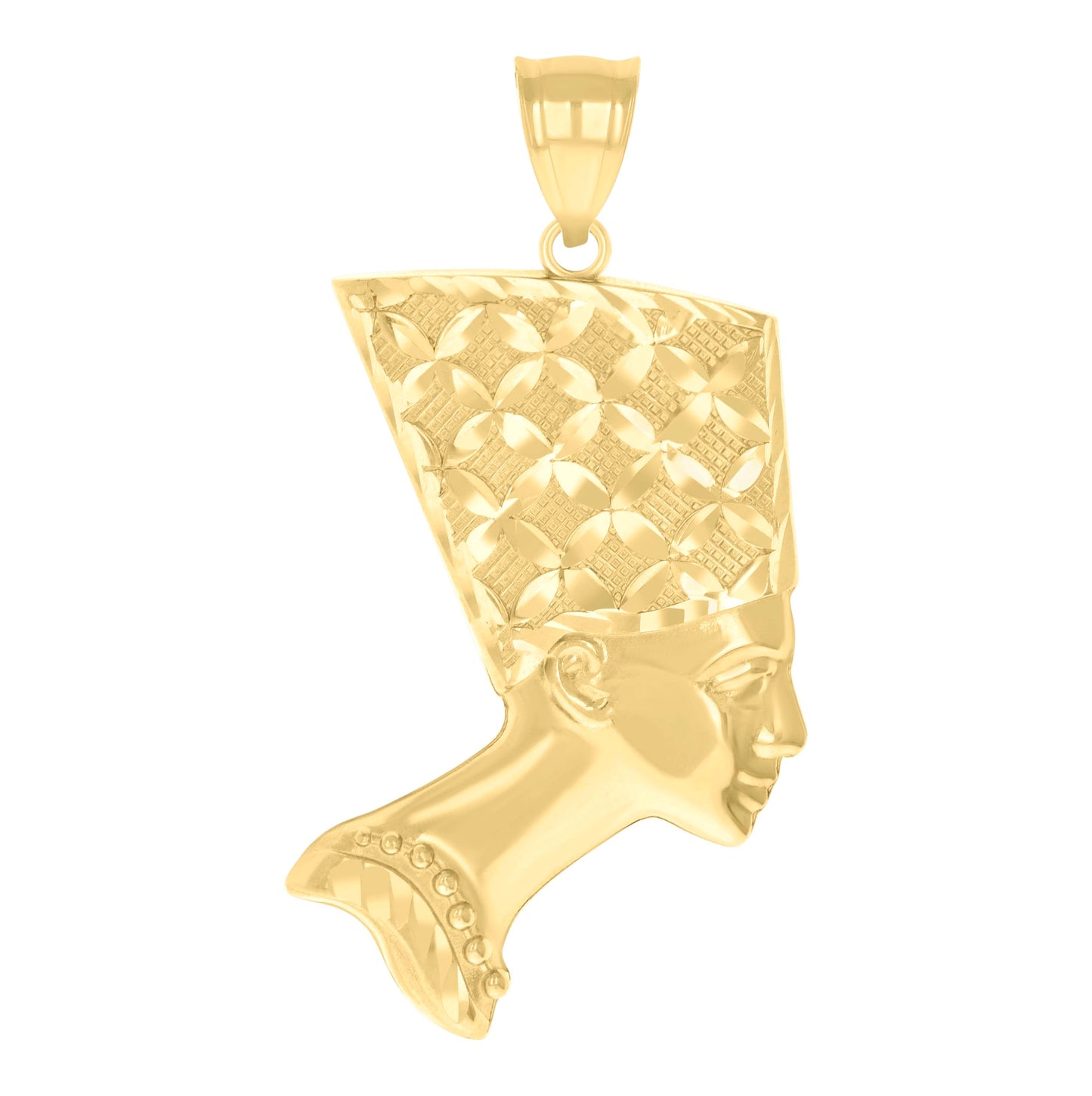 14K Yellow Gold Unisex Nefertiti Egyptian Charm Pendant