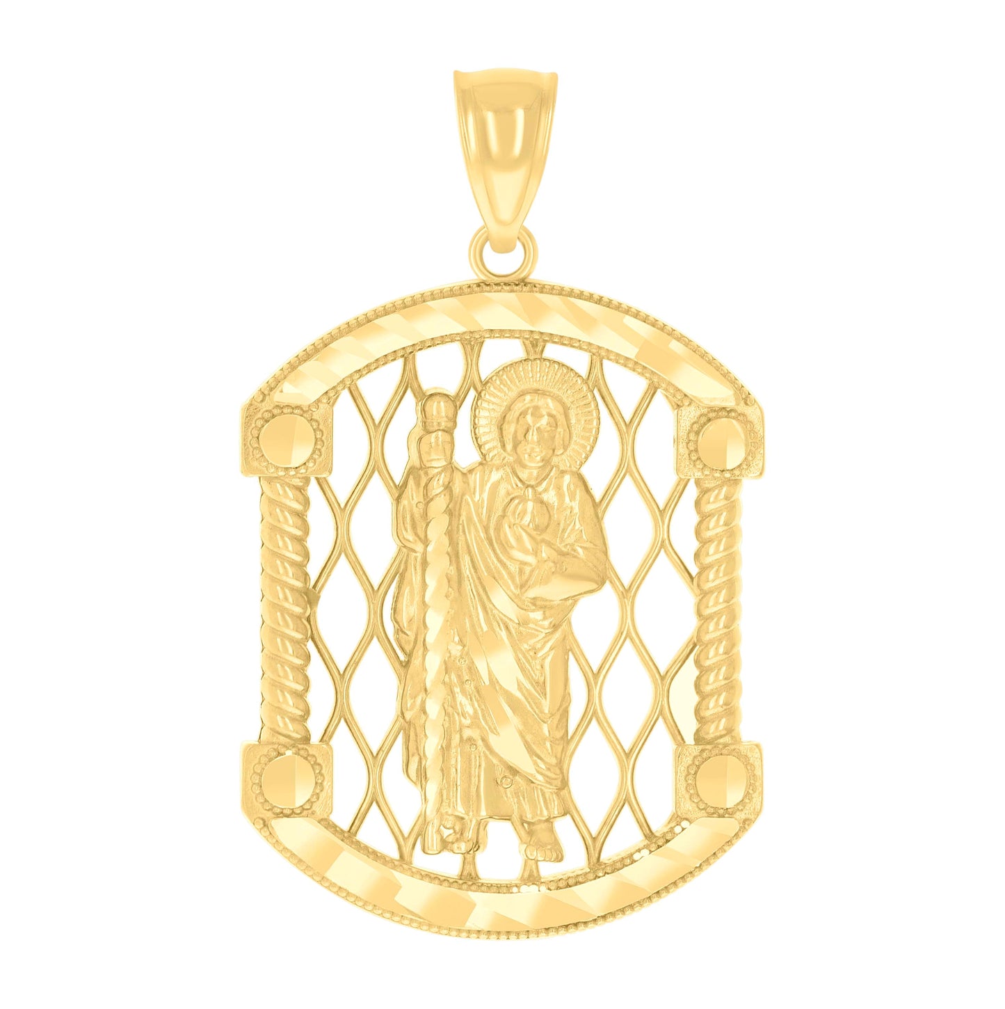 14K Yellow Gold Mens St. Jude Religious Charm Pendant