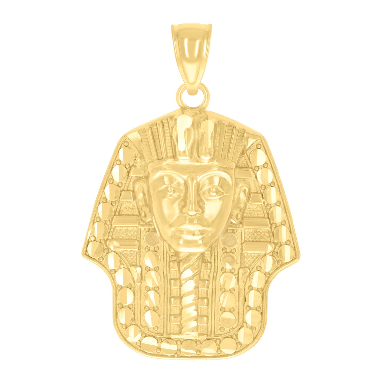 14K Yellow Gold Mens Pharaoh Egyptian Charm Pendant