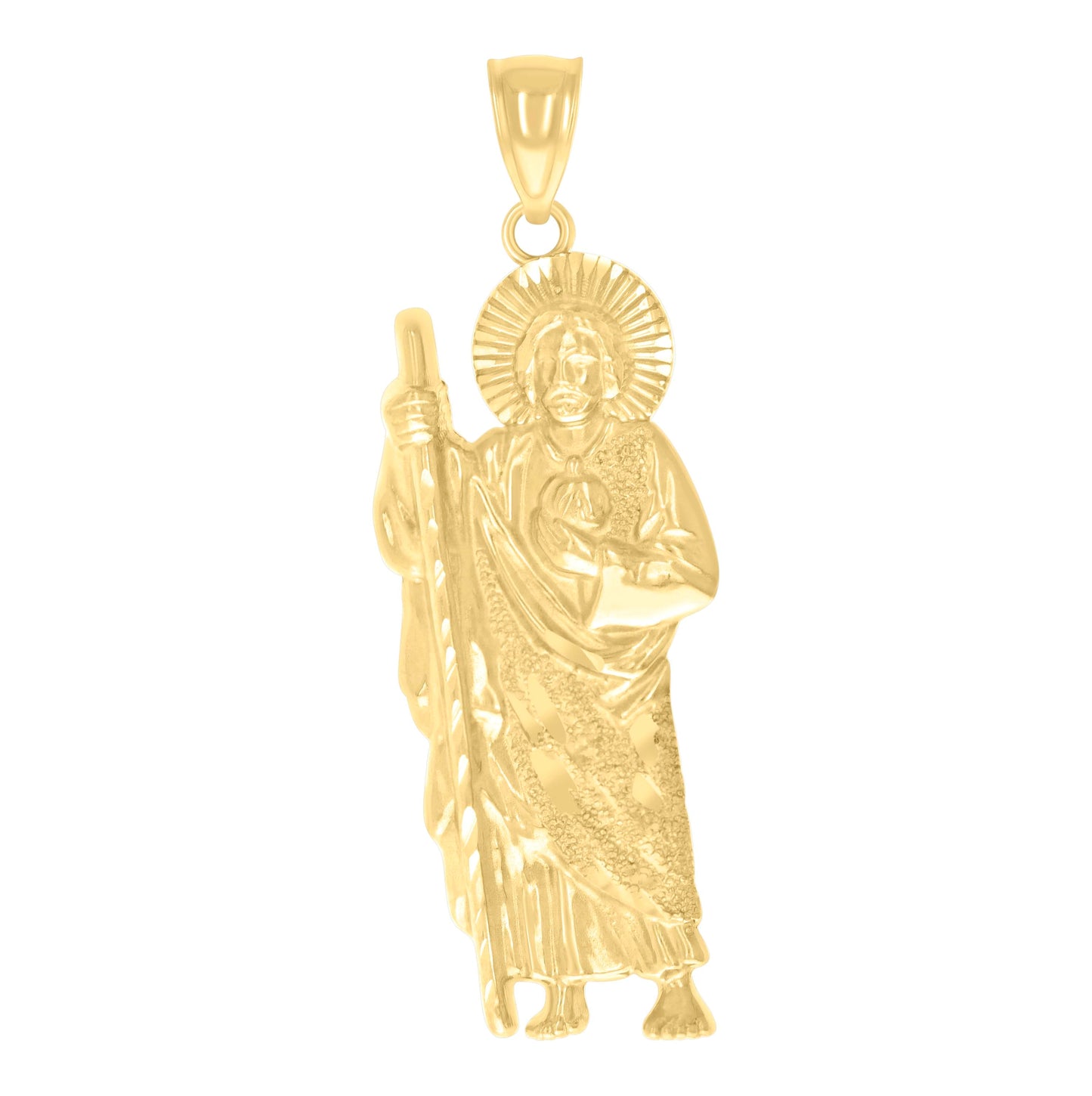 14K Yellow Gold Mens St. Jude Saints Religious Charm Pendant