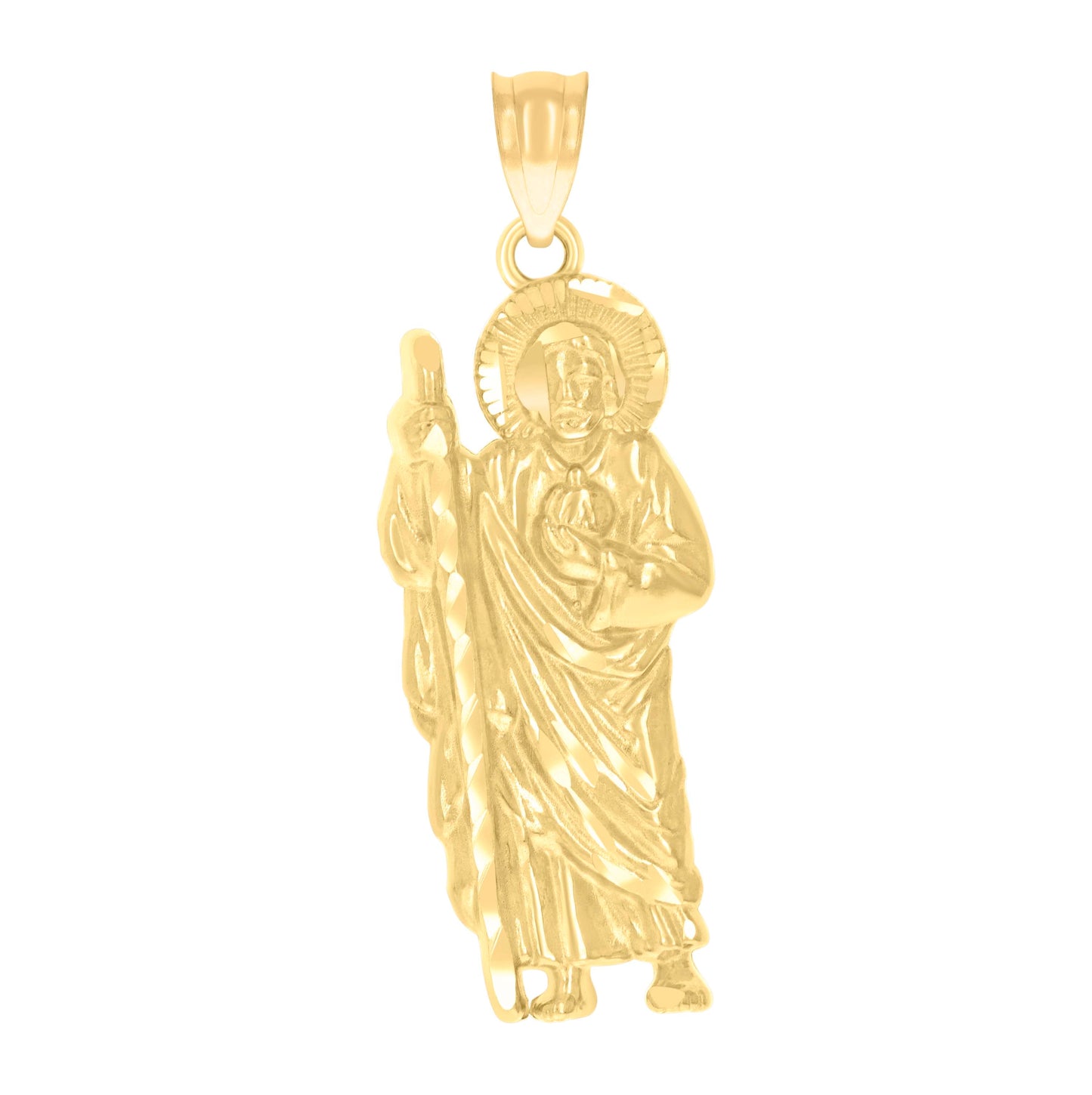 14K Yellow Gold Mens St. Jude Saints Religious Charm Pendant