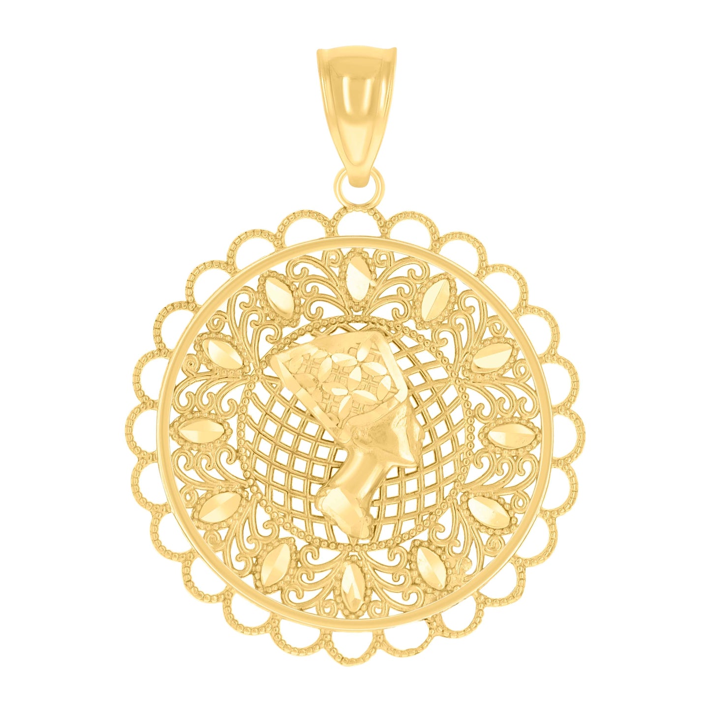 14K Yellow Gold Womens Nefertiti Egyptian Charm Pendant
