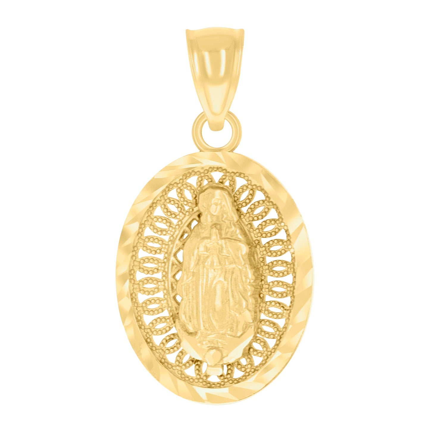 14K Yellow Gold Womens Guadalupe Religious Charm Pendant