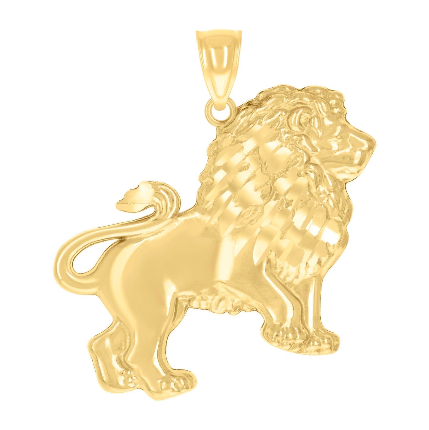14K Yellow Gold Mens Lion Animal Wildlife Charm Pendant