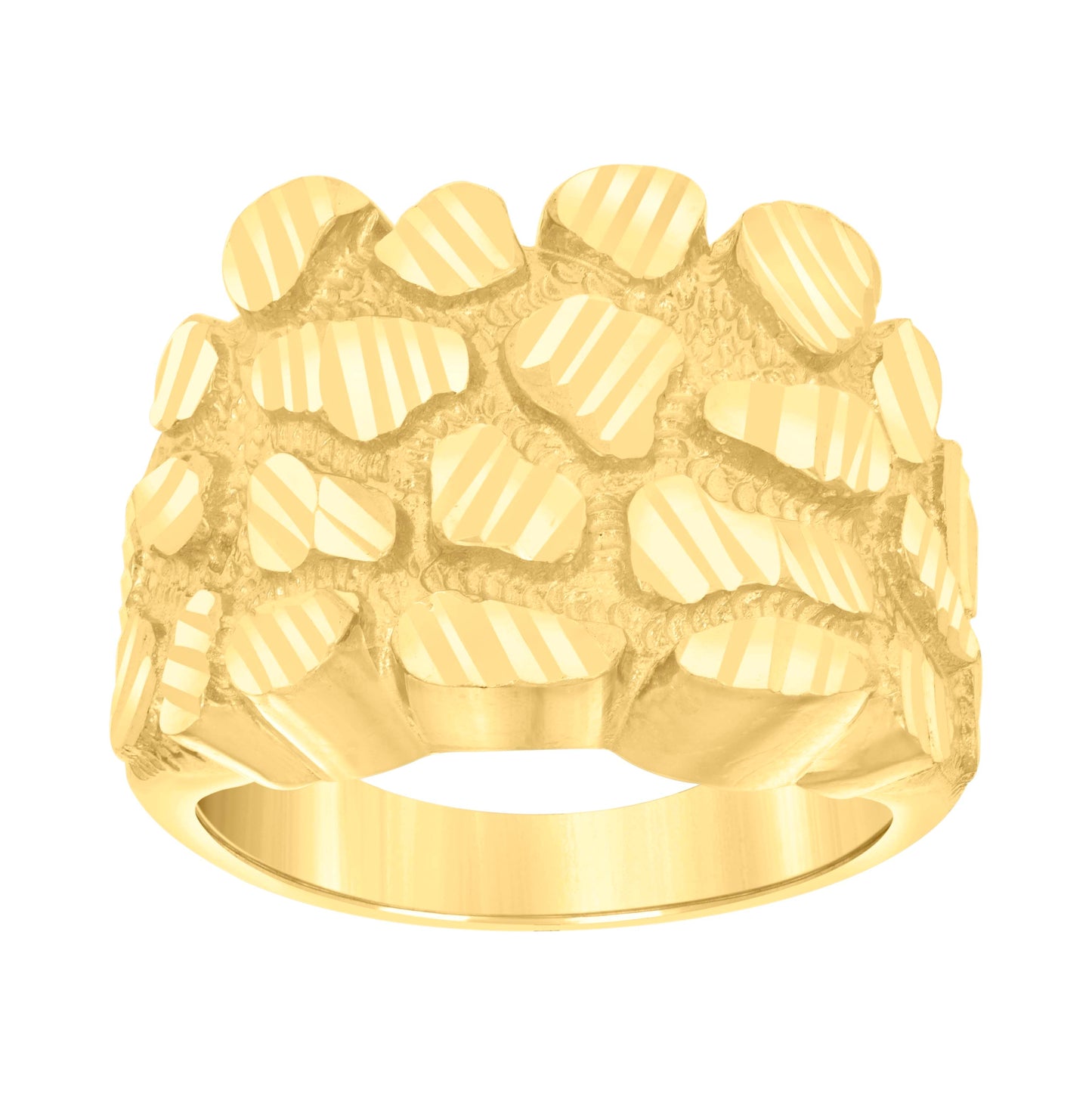 10K Yellow Gold Mens Nugget Fashion Ring