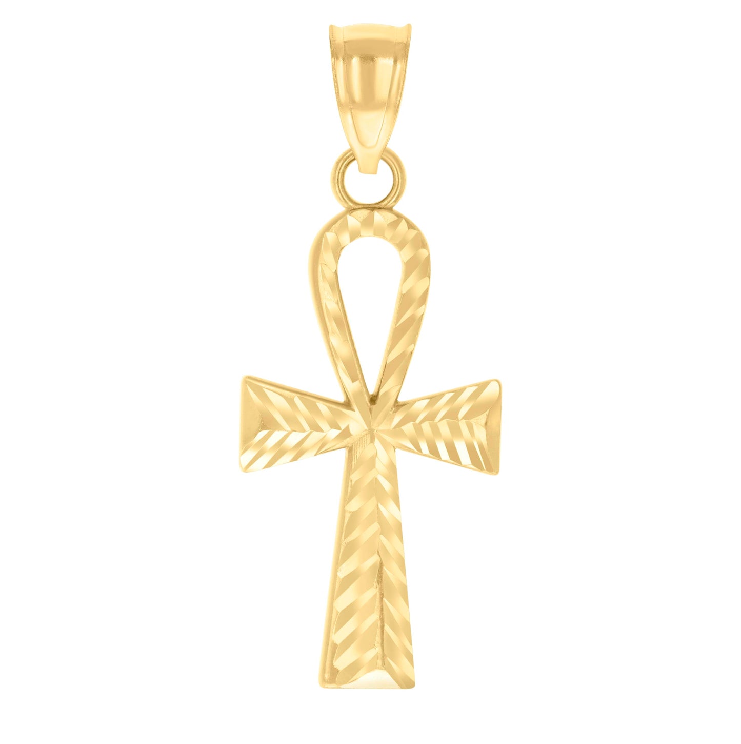 10K Yellow Gold Womens Ankh Cross Religious Charm Pendant