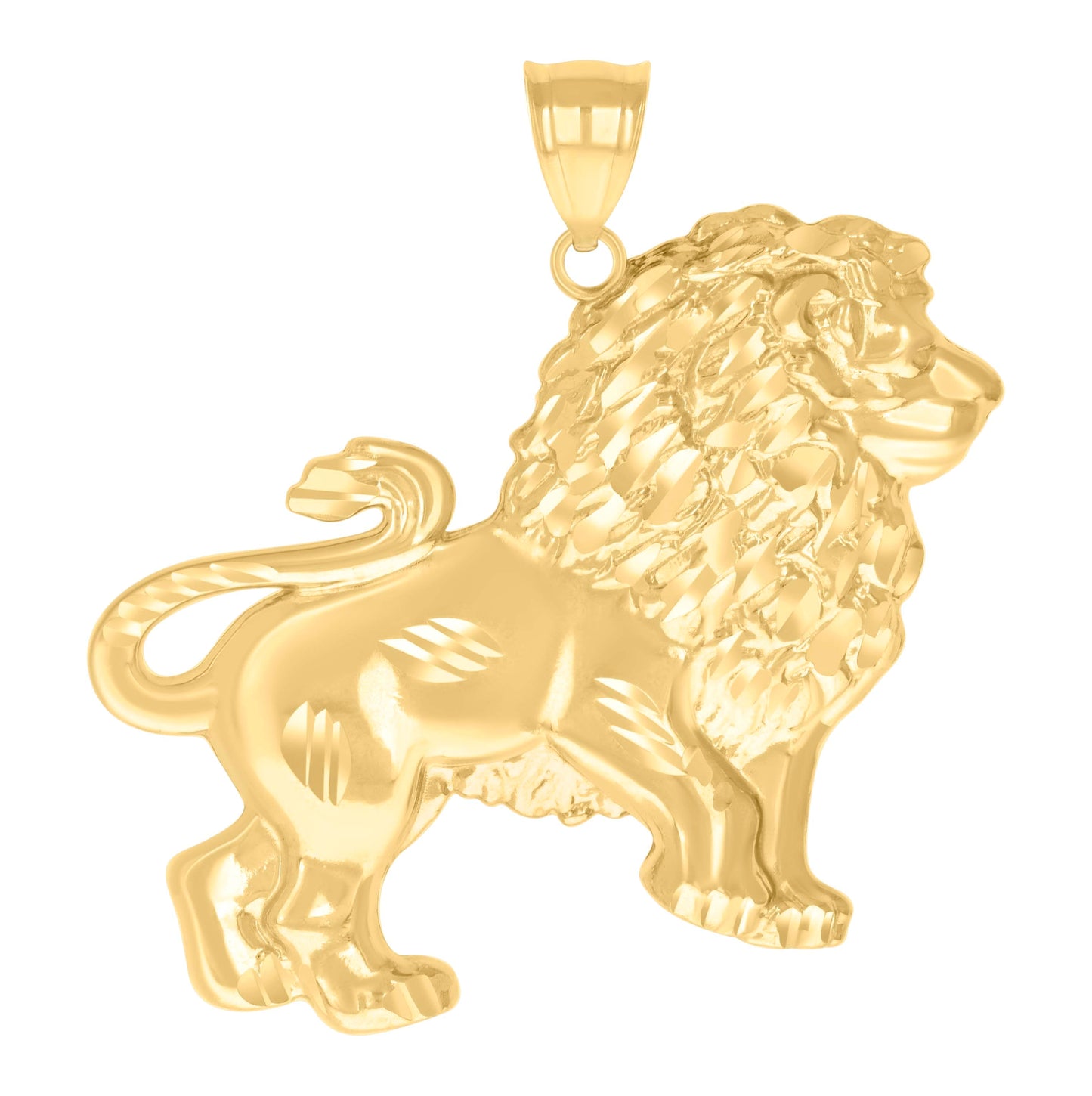 10K Yellow Gold Mens Lion Animal Wildlife Charm Pendant