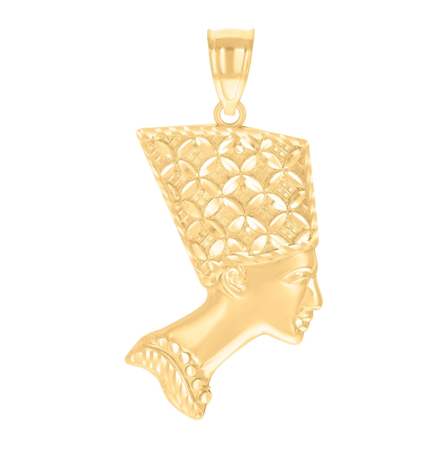 10K Yellow Gold Mens Nefertiti Egyptian Charm Pendant