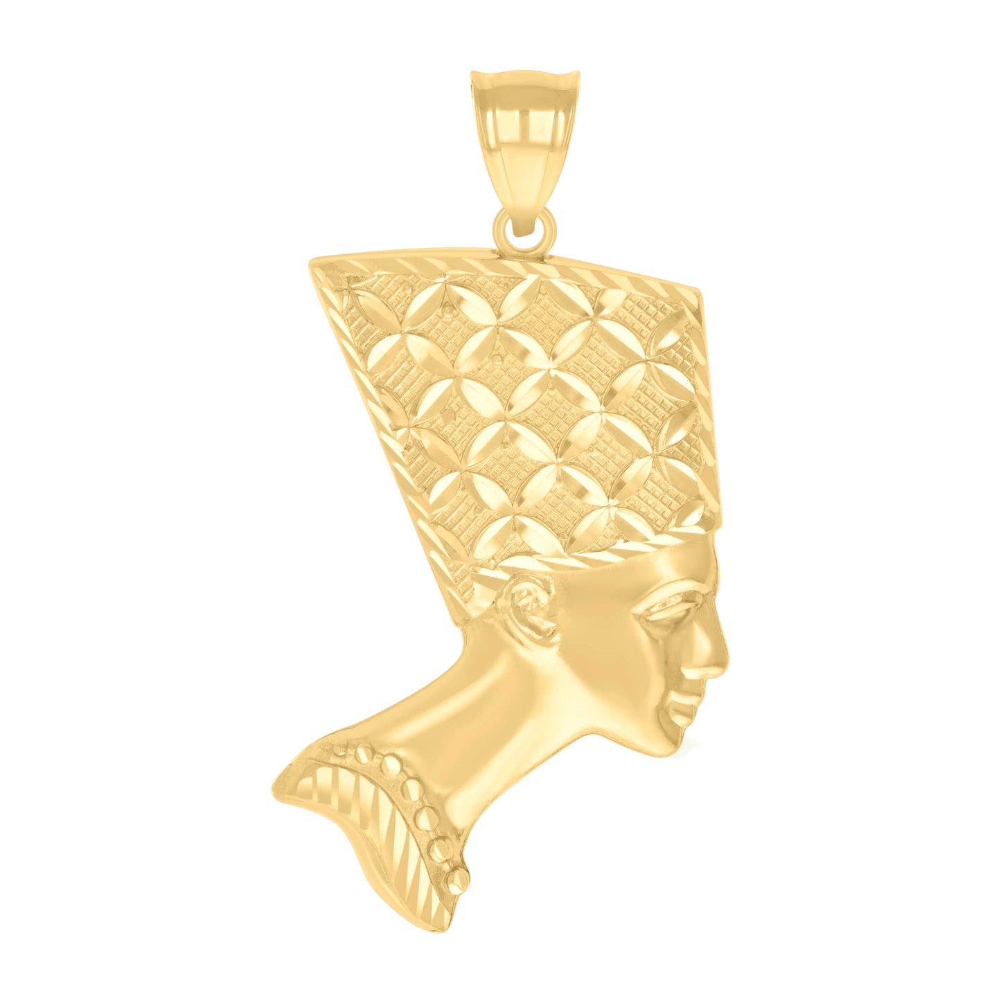 10K Yellow Gold Mens Nefertiti Egyptian Charm Pendant