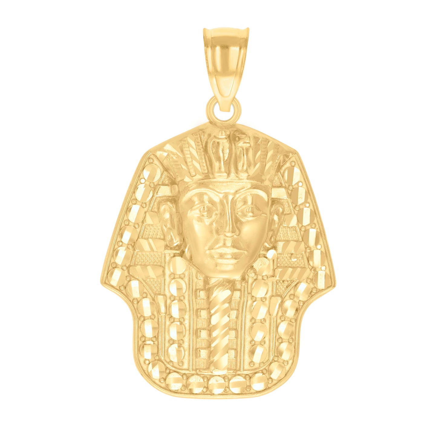 10K Yellow Gold Mens Pharaoh Egyptian Charm Pendant